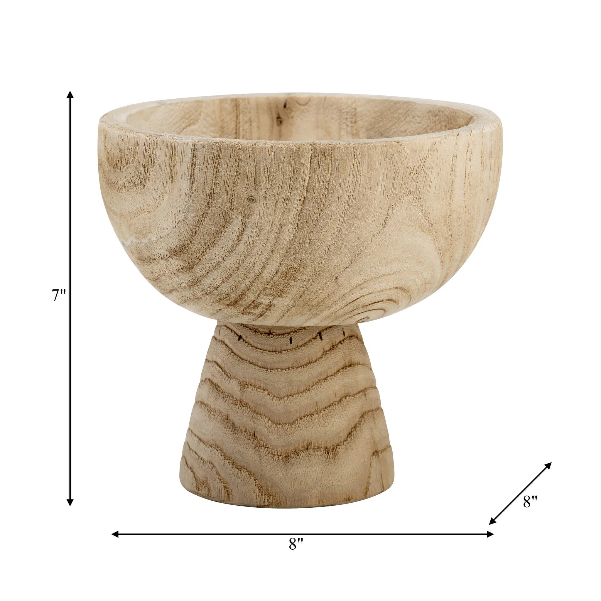Wood, 8" Bowl W/ Stand, Natural - Image 8