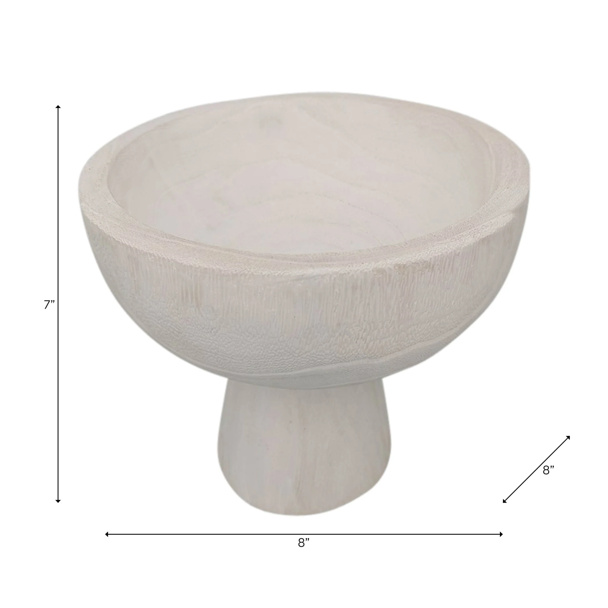 Wood, 8" Bowl W/ Stand, White - Image 2