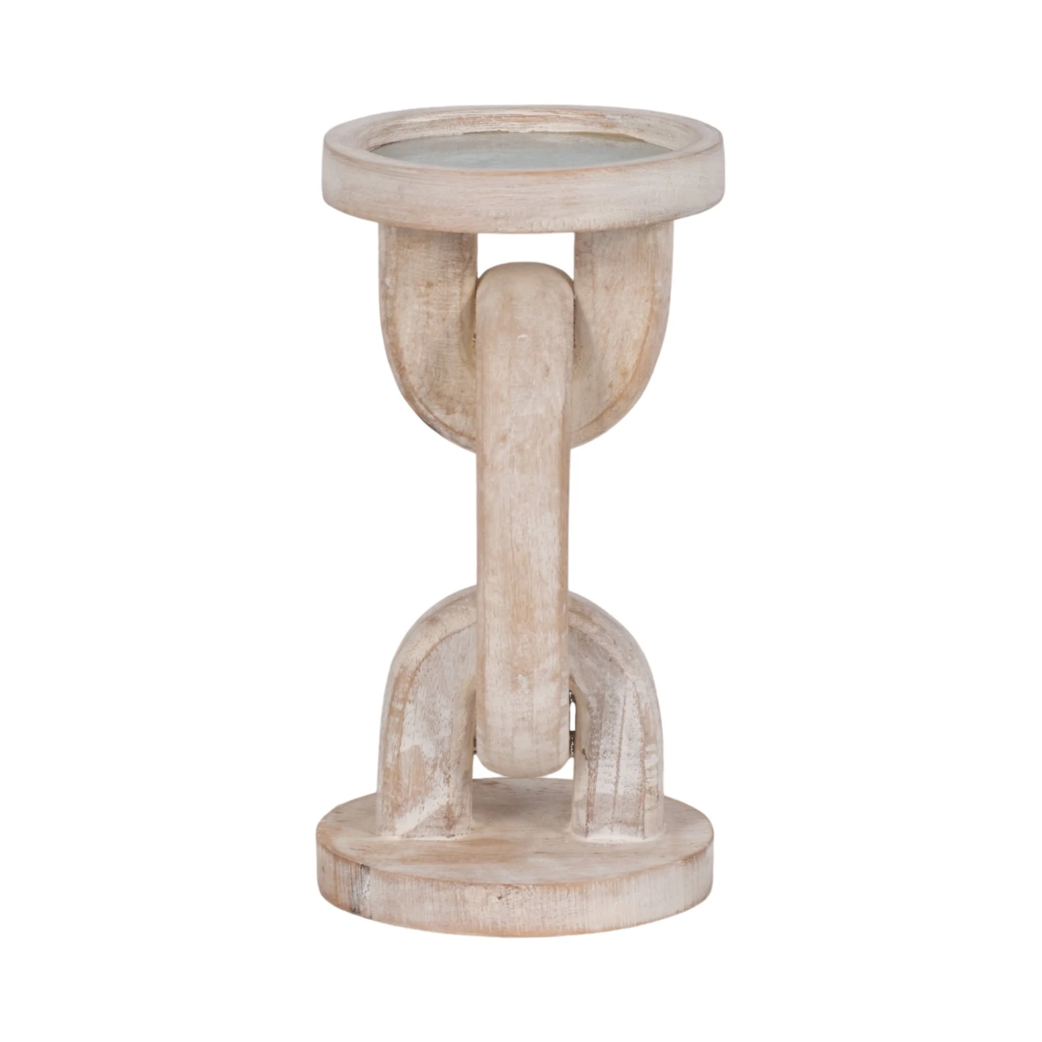 Wood, 8" Chain Pillar Candle Holder, White - Image 4