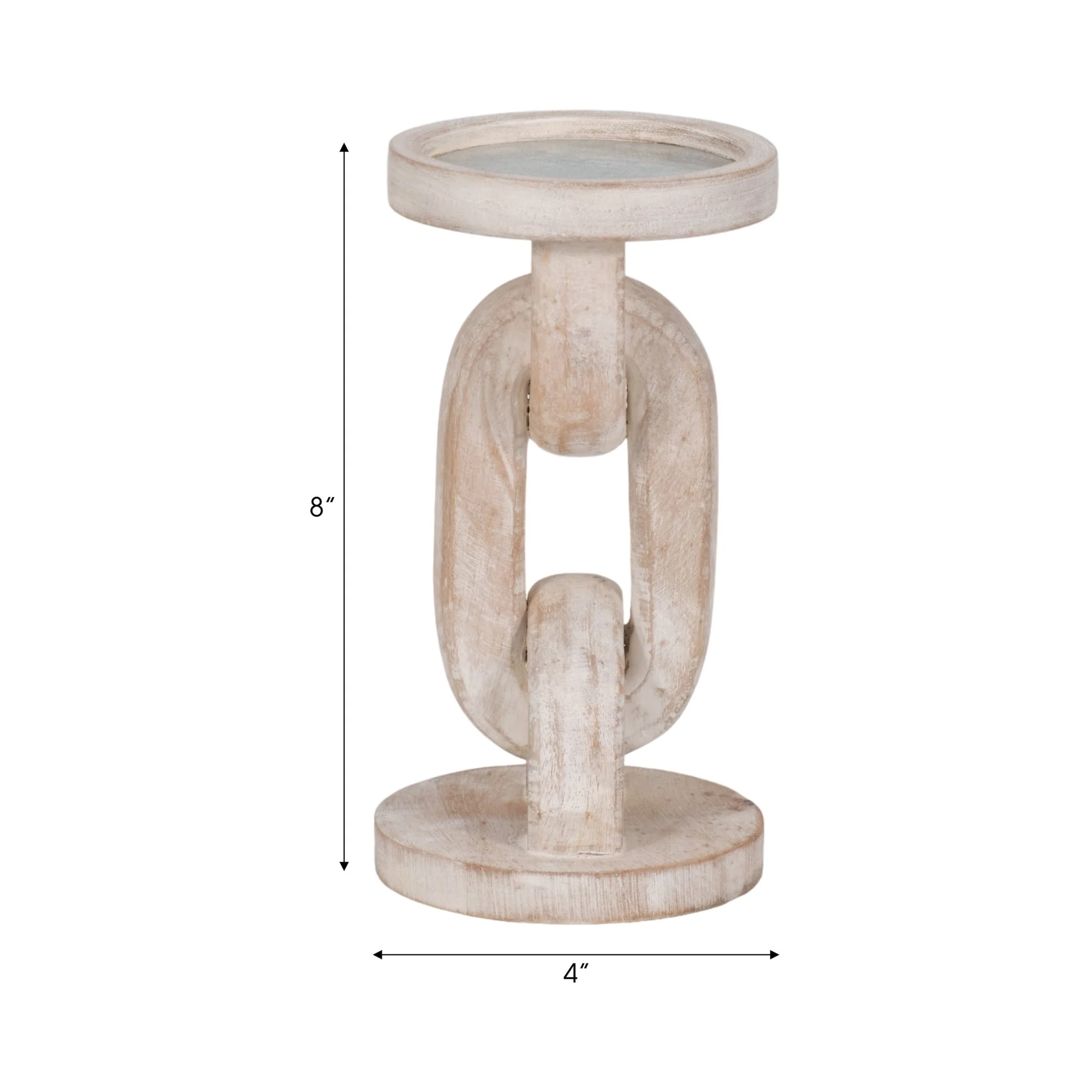 Wood, 8" Chain Pillar Candle Holder, White - Image 9