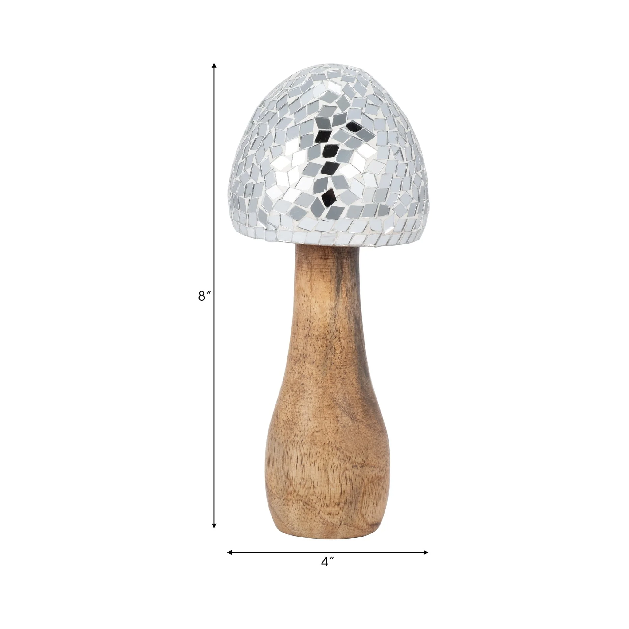 Wood, 8" Mosaic Mushroom, Silver - Image 8