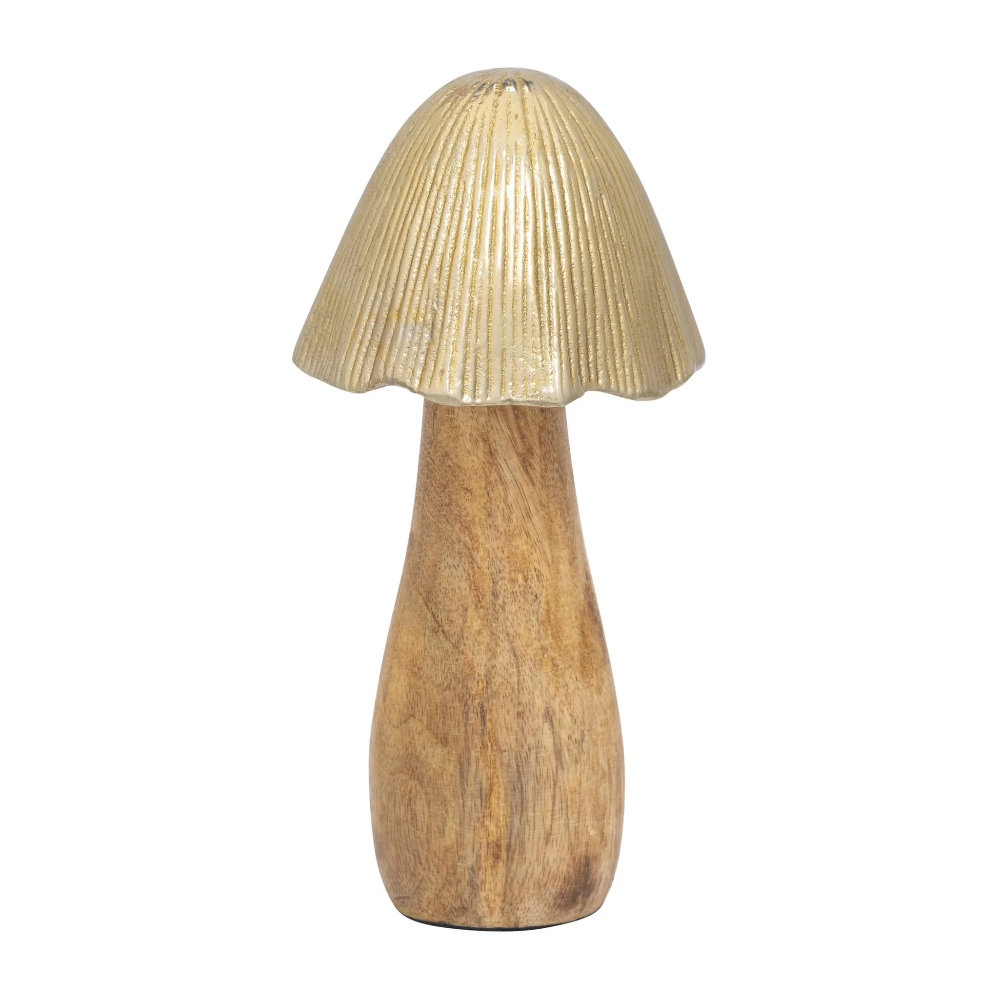 Wood, 8" Mushroom With Metal Top, Gold - Image 2