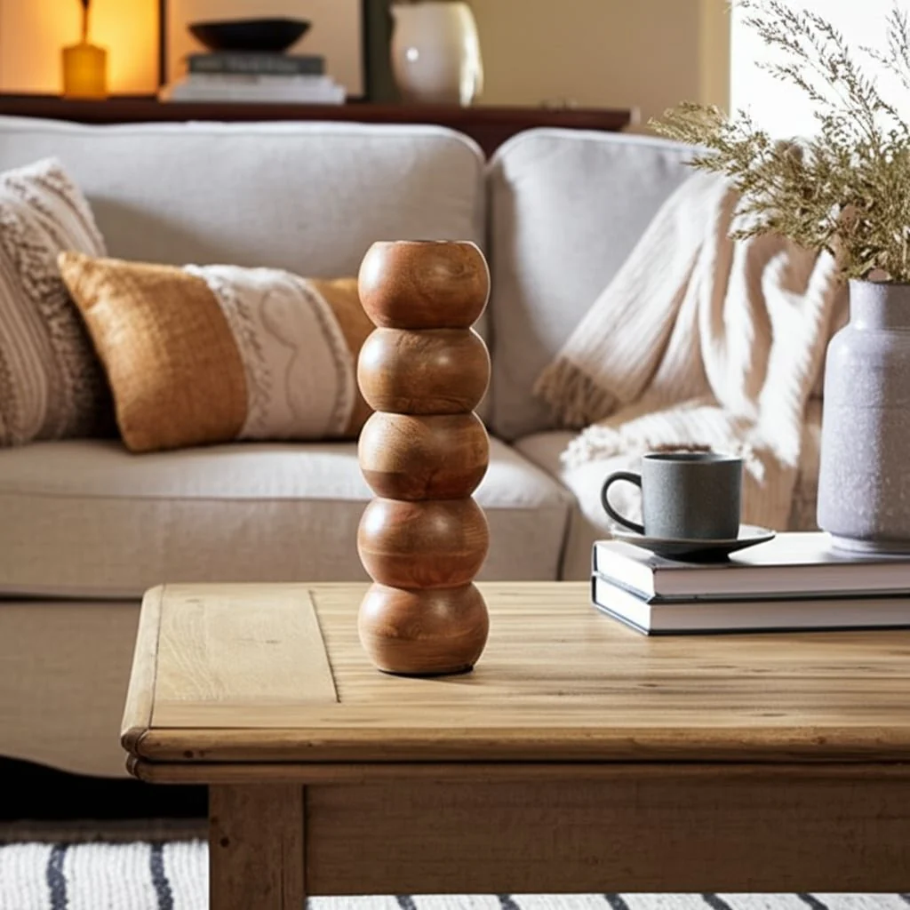 Wood, 8" Ribbed Votive Holder, Natural - Image 11