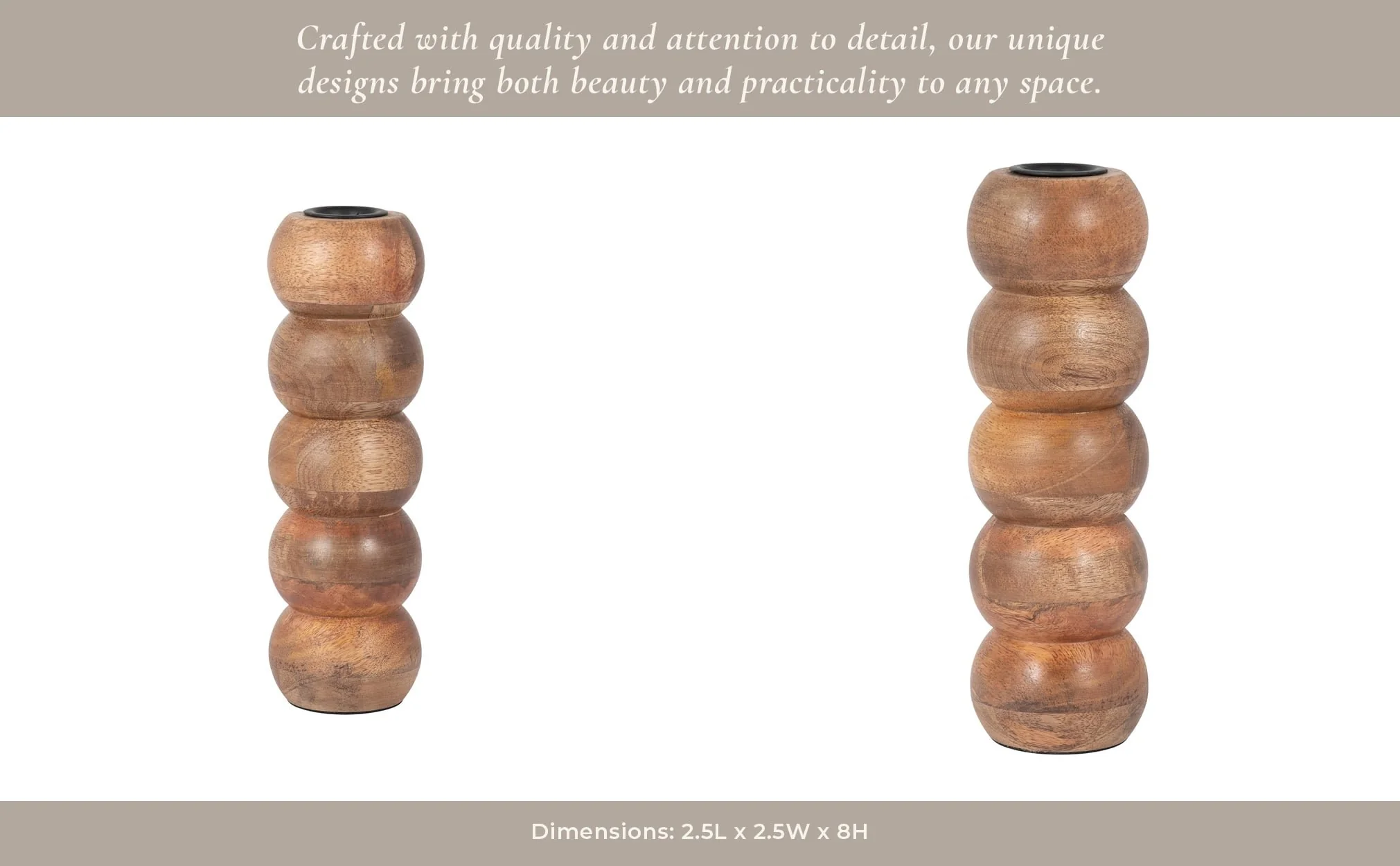 Wood, 8" Ribbed Votive Holder, Natural - Image 12