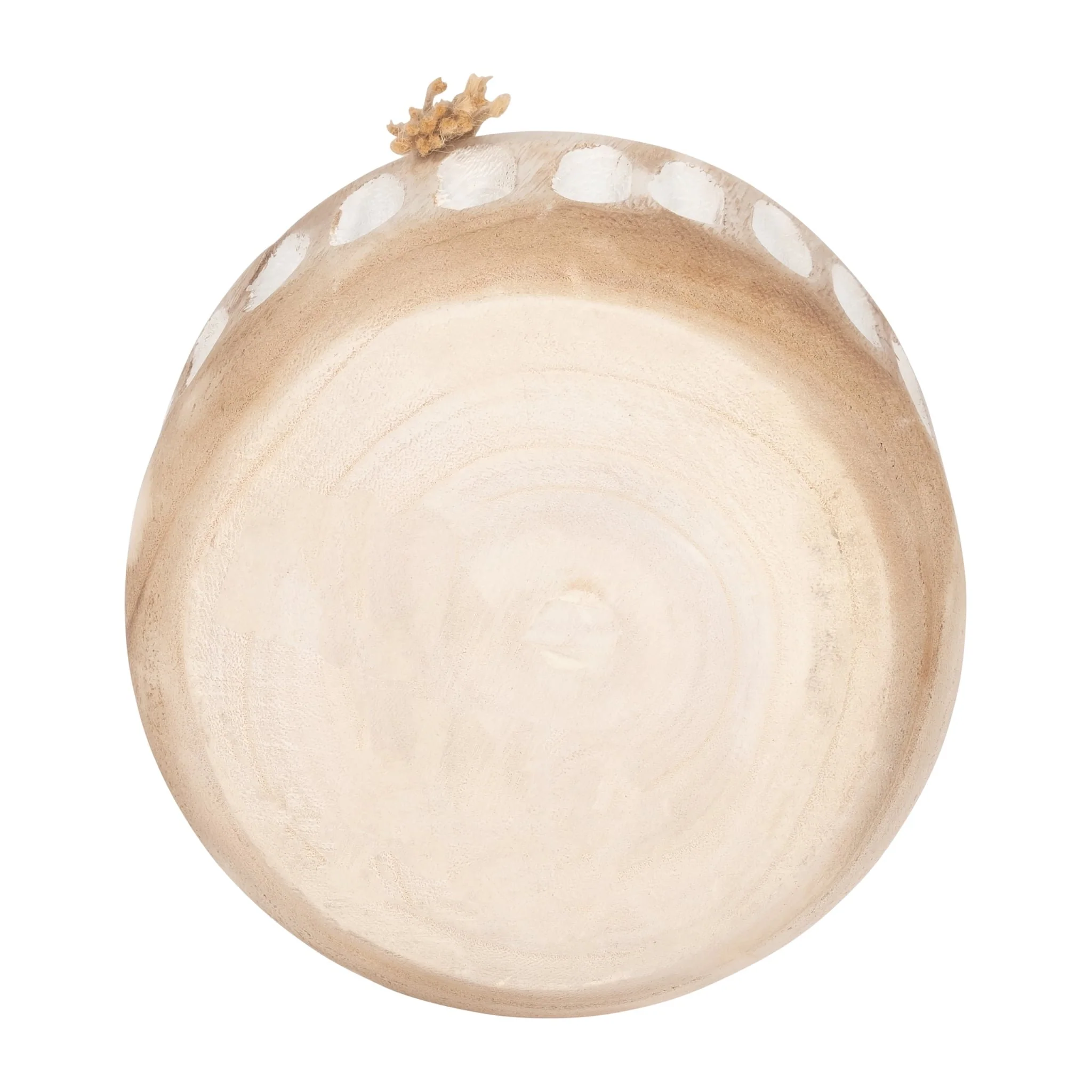 Wood, 8" Round Ridged Vase W/ Tassels, Natural - Image 7