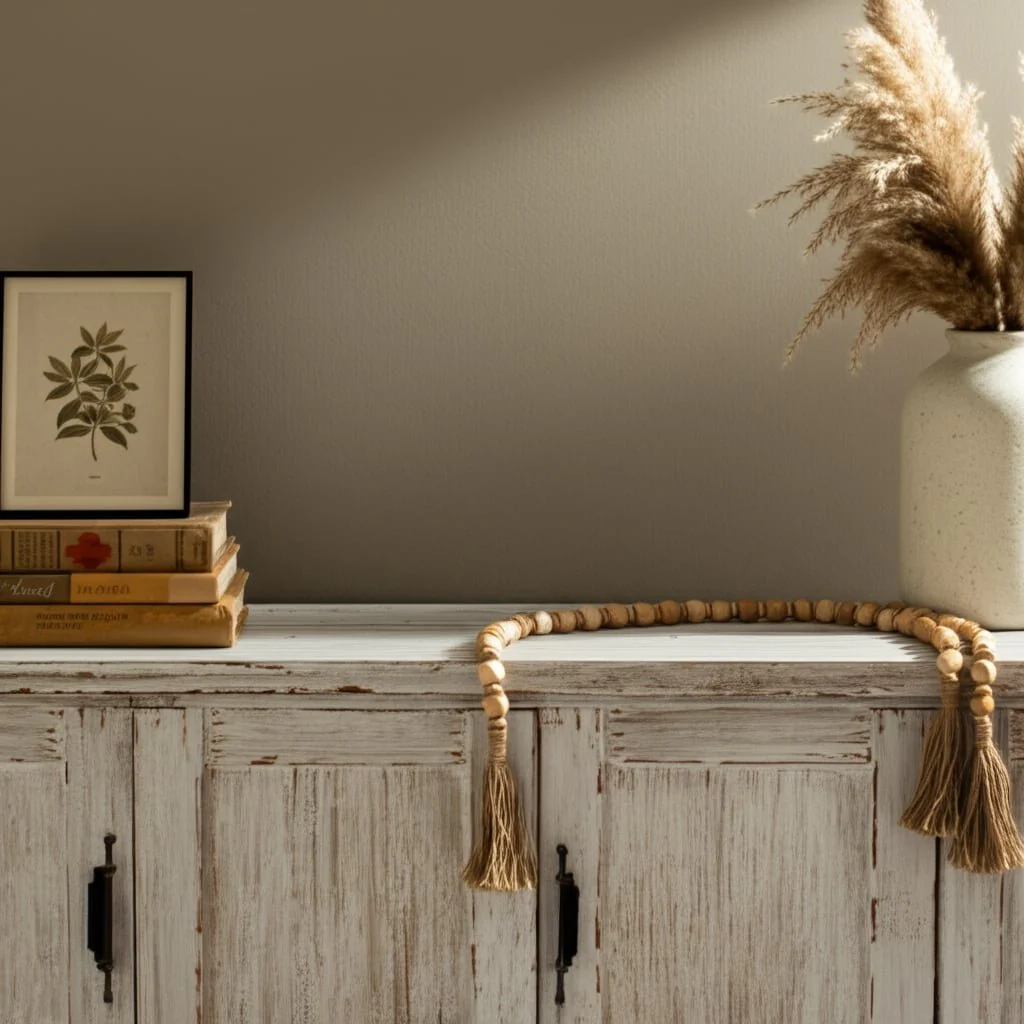 Wood, 84x.75 Beaded Garland, Lt Brown - Image 10