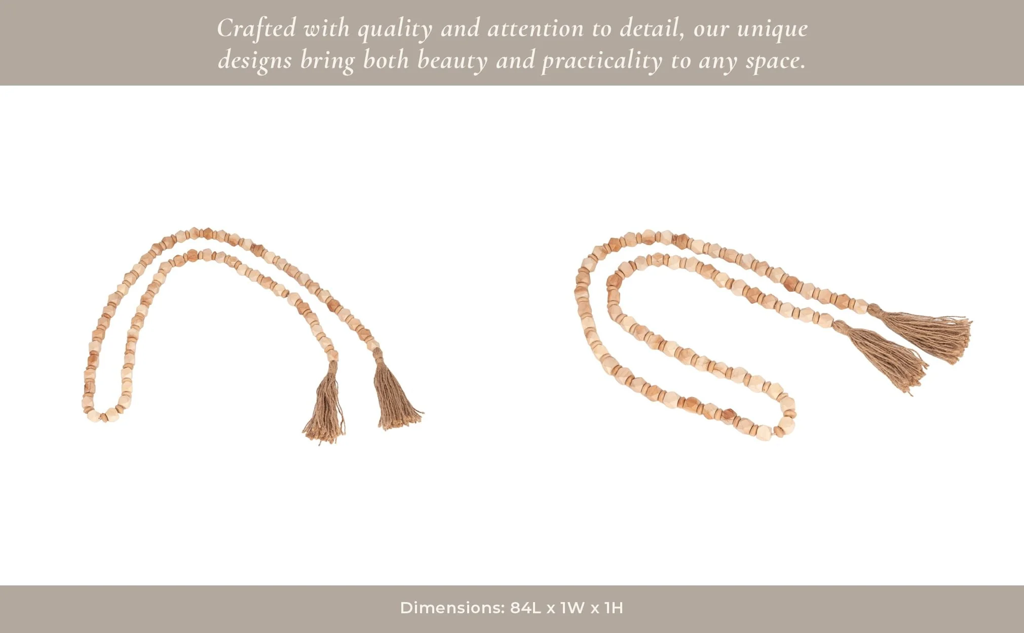 Wood, 84x.75 Beaded Garland, Lt Brown - Image 13