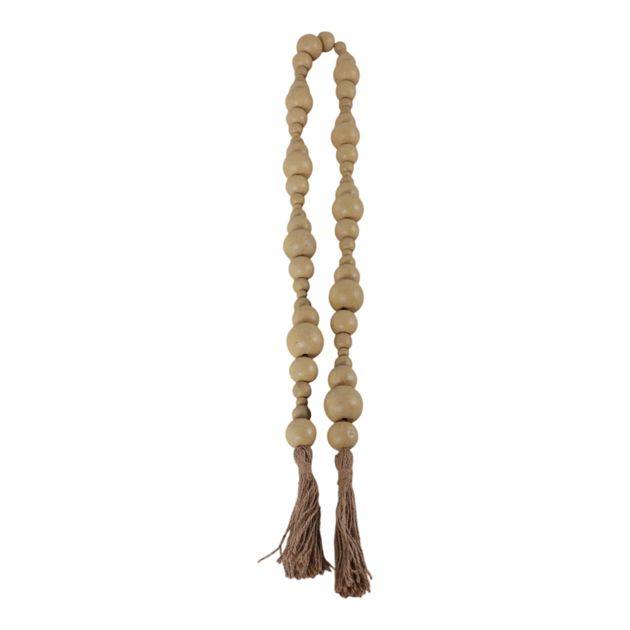 Wood, 84x2 Stonewash Bead Garland, Ivory - Image 3