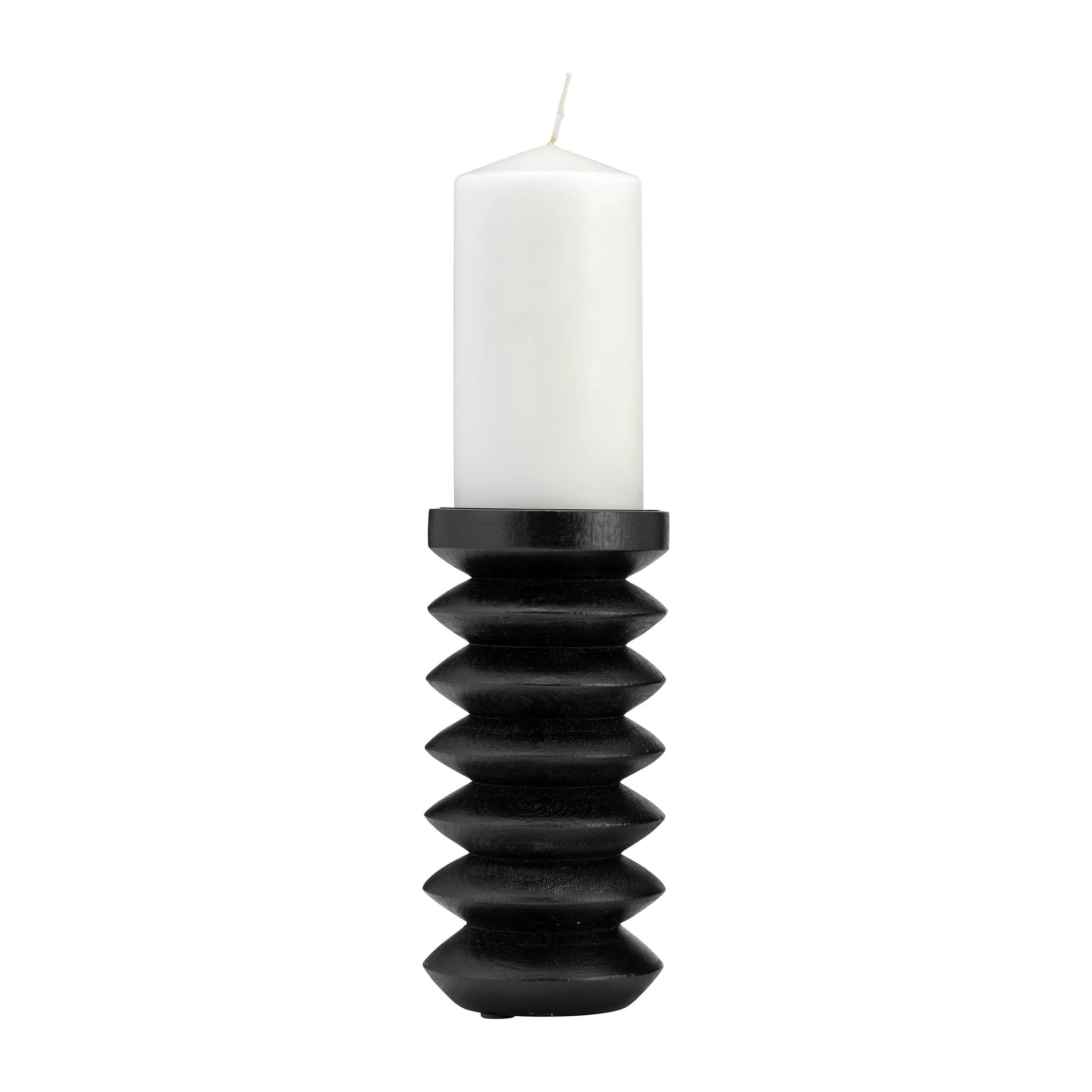 Wood, 8"h Accordion Candle Holder, Black - Image 2