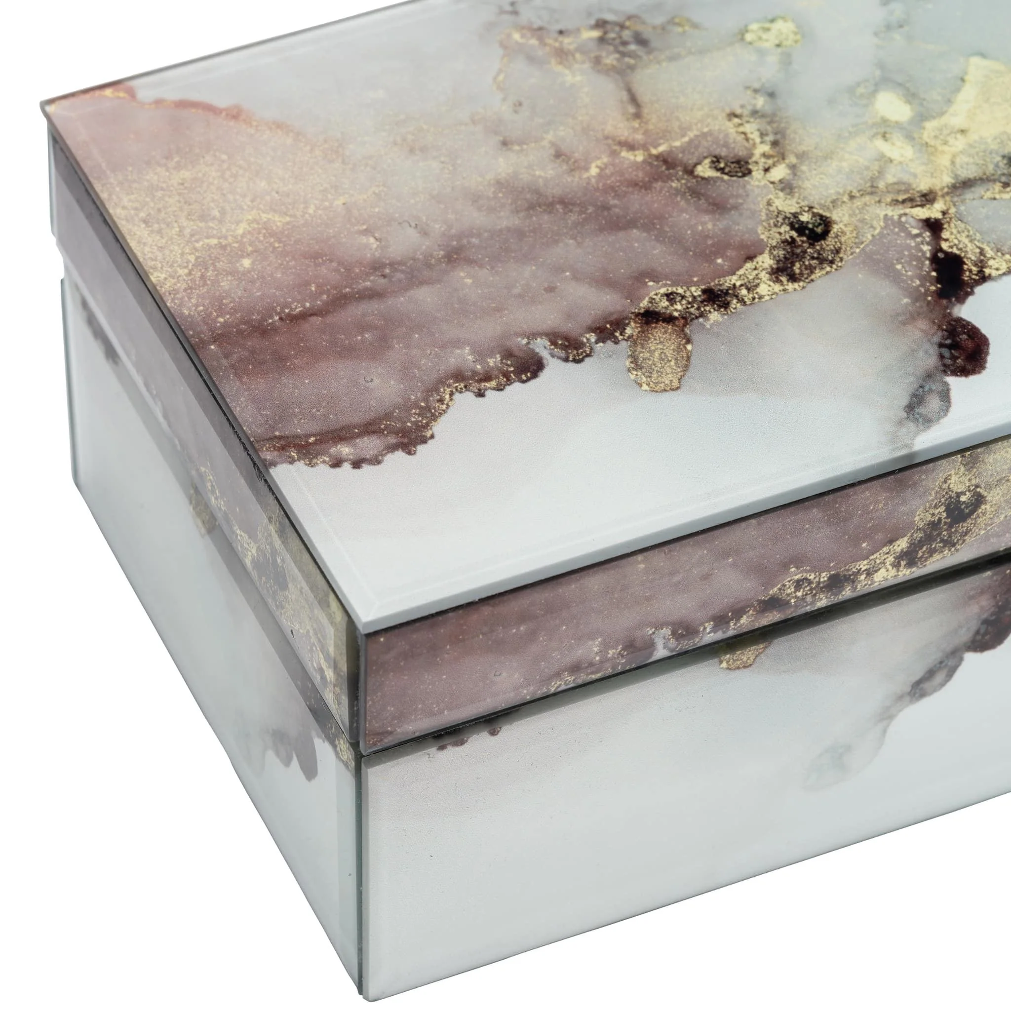 Wood, 8x5 Abstract Box, Beige/gold - Image 3