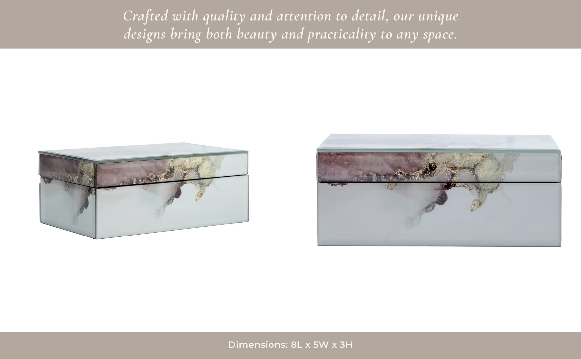 Wood, 8x5 Abstract Box, Beige/gold - Image 9