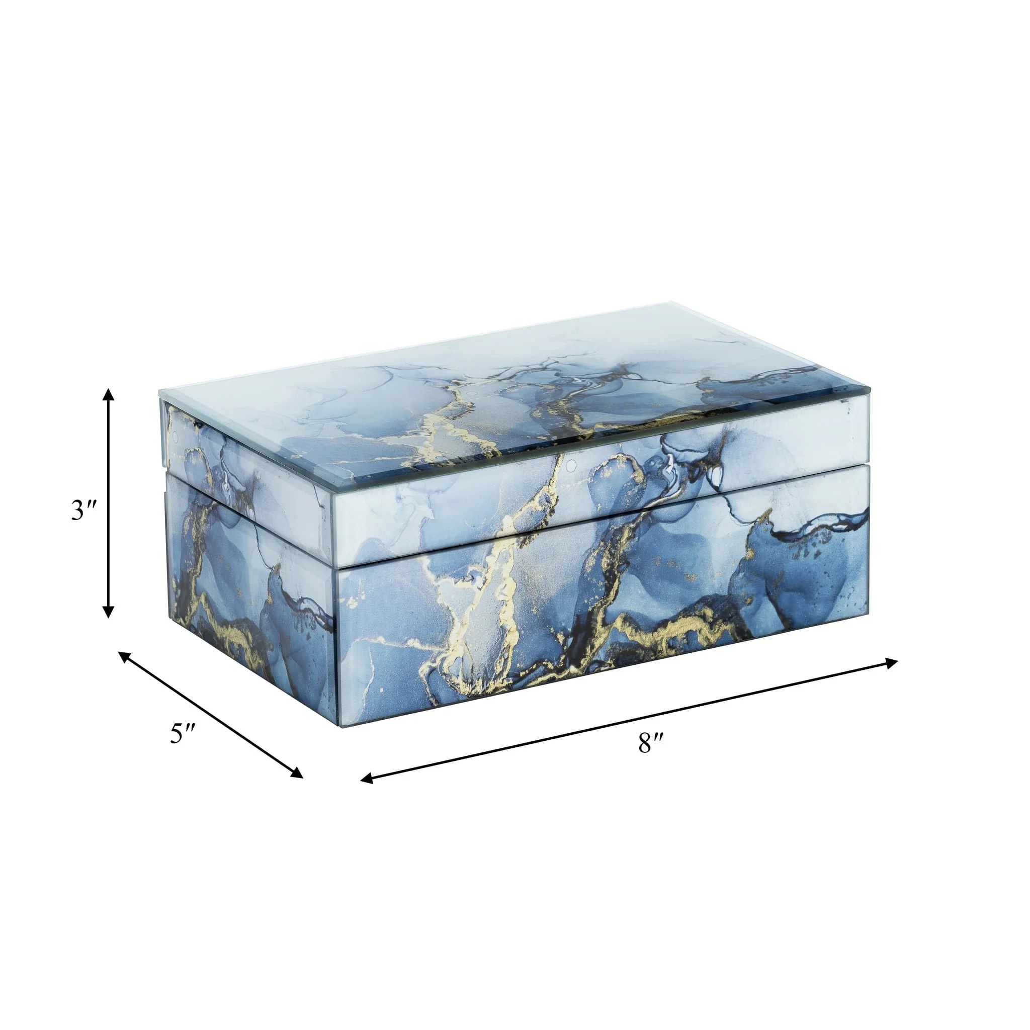 Wood, 8x5 Abstract Box, Blue/gold - Image 4