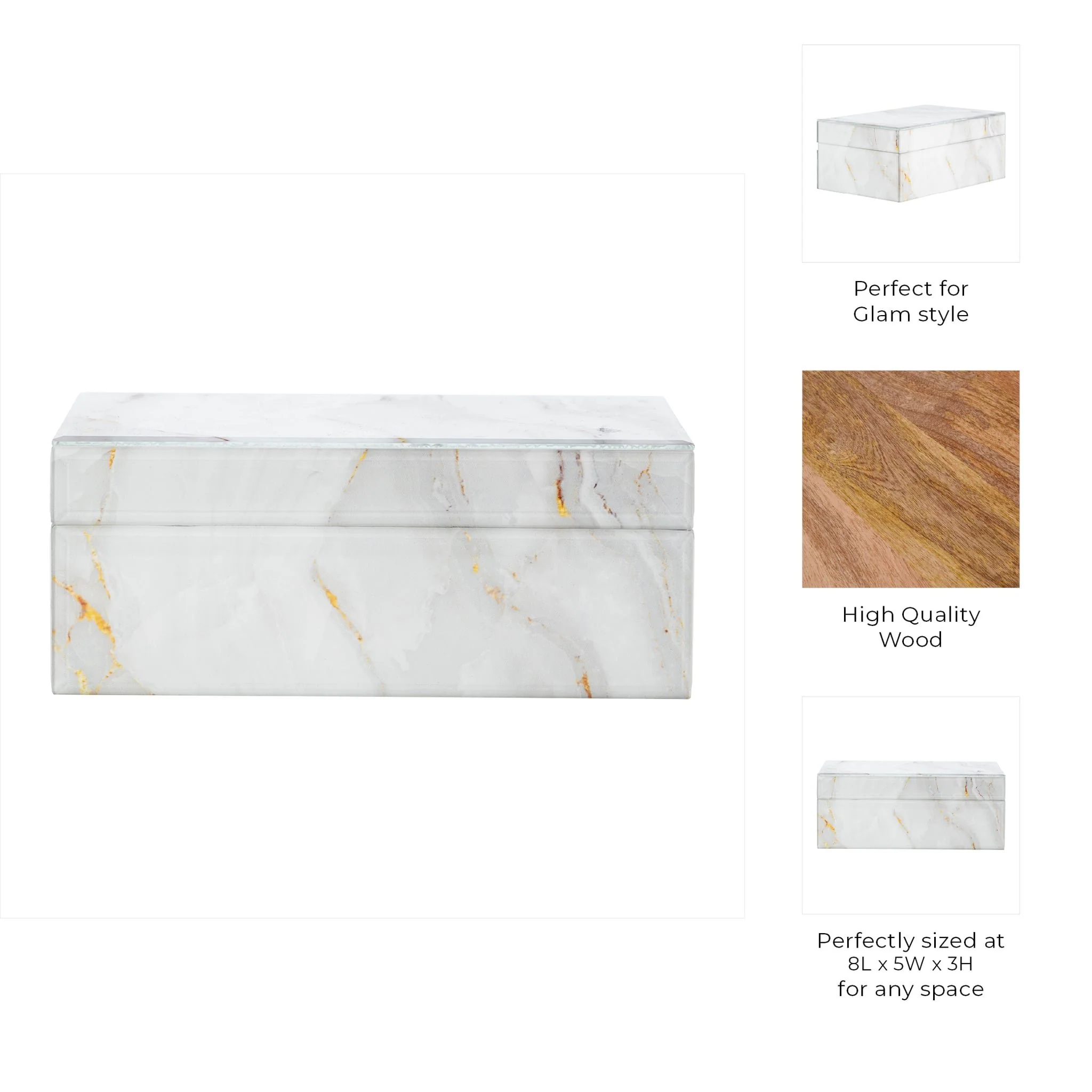 Wood, 8x5 Abstract Box, White - Image 10