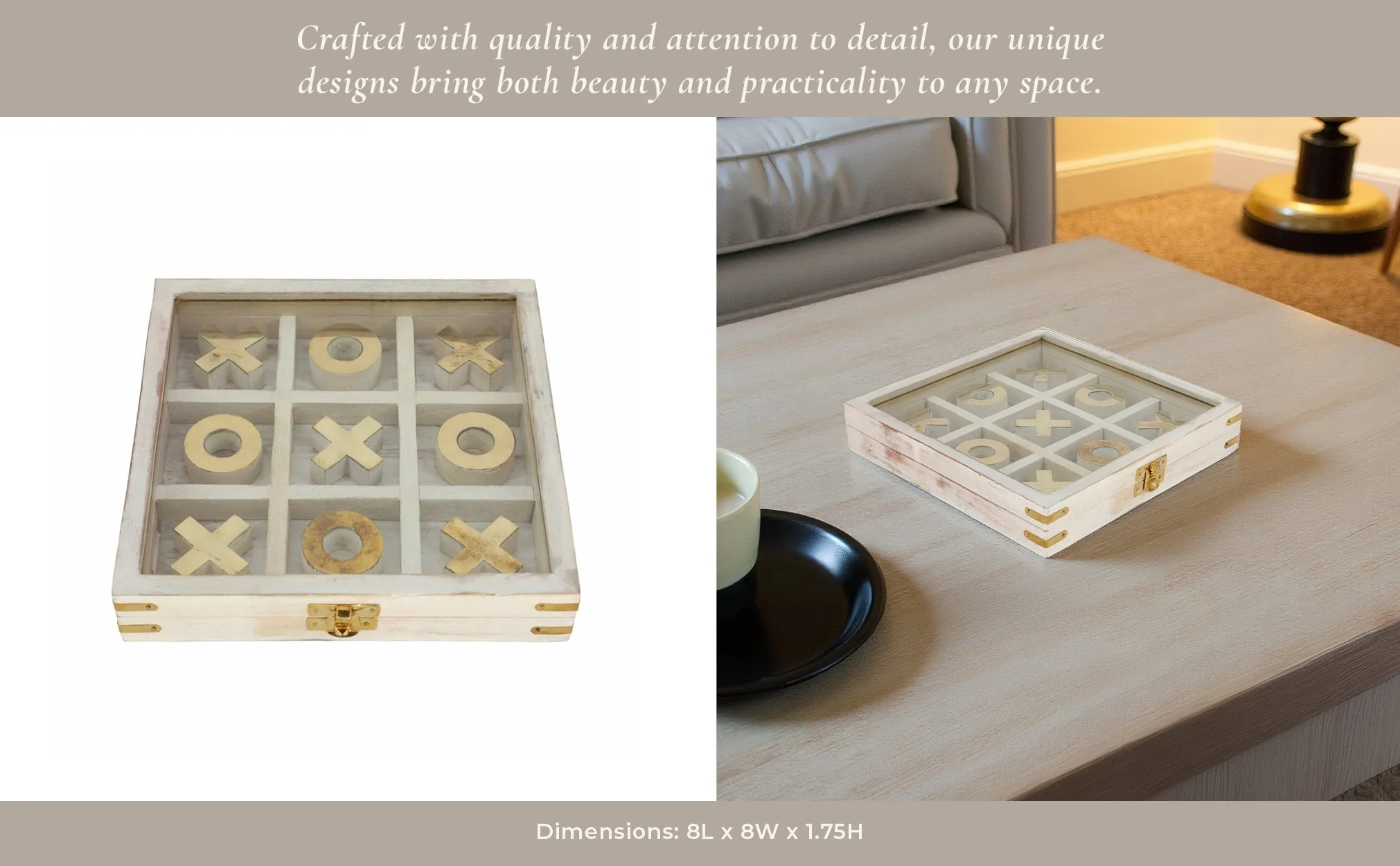 Wood 8x8 Tic Tac Toe, White - Image 12