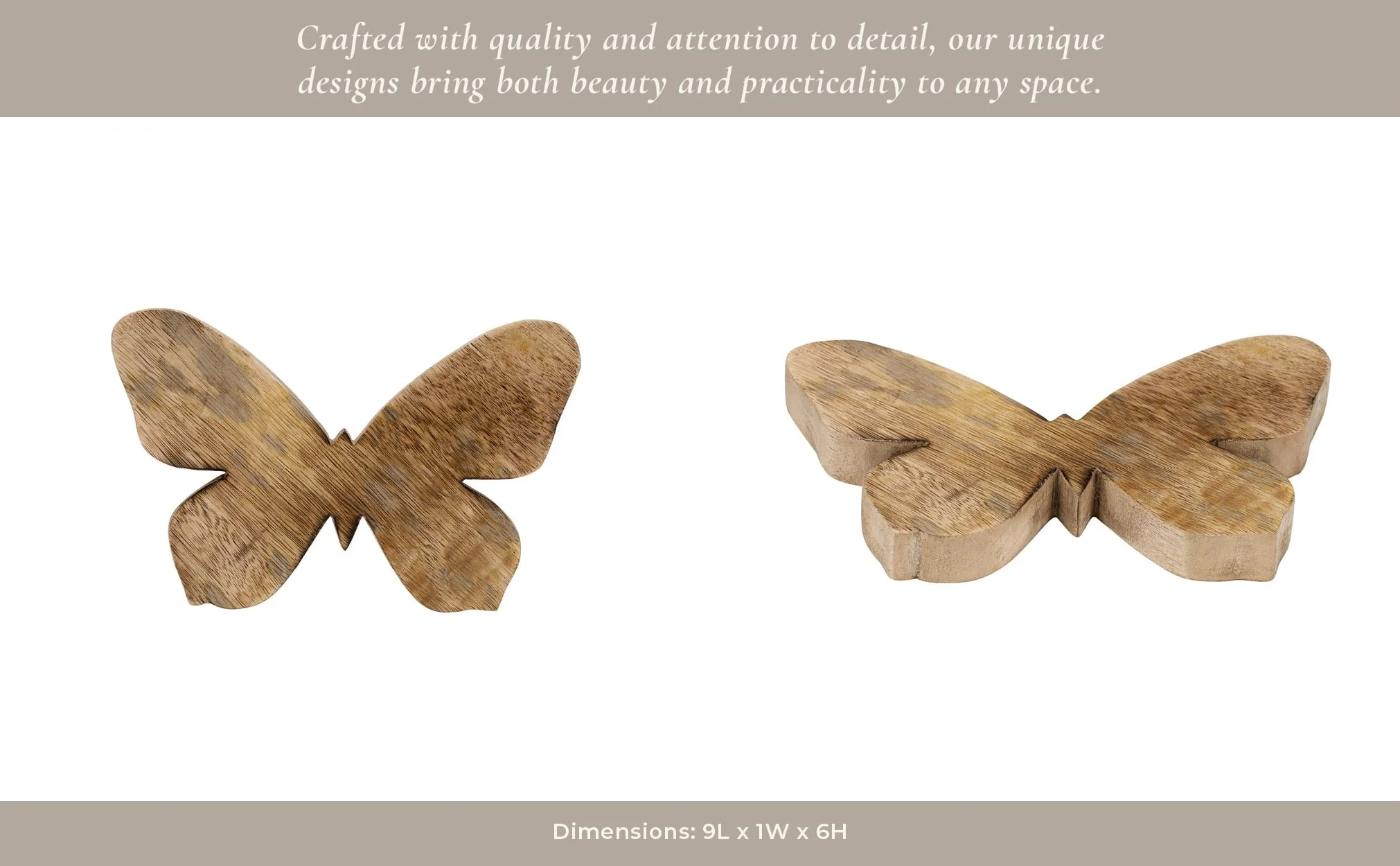Wood, 9" Butterfly Deco, Brown - Image 12