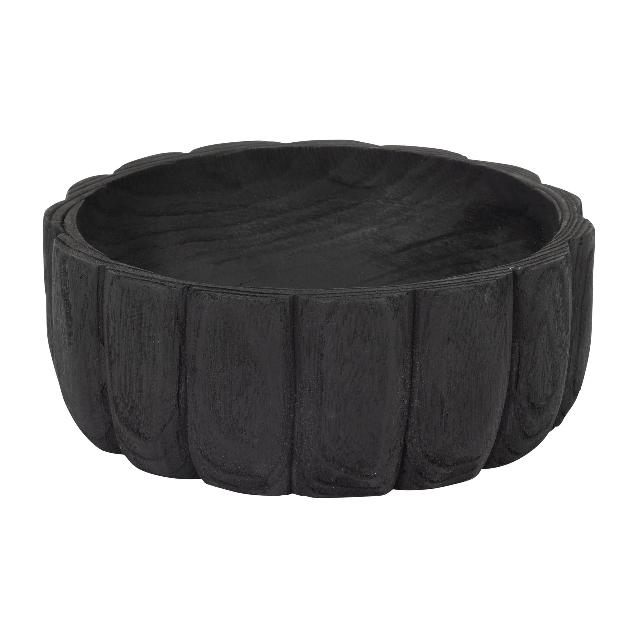Wood, 9" Scalloped Bowl, Black - Image 2