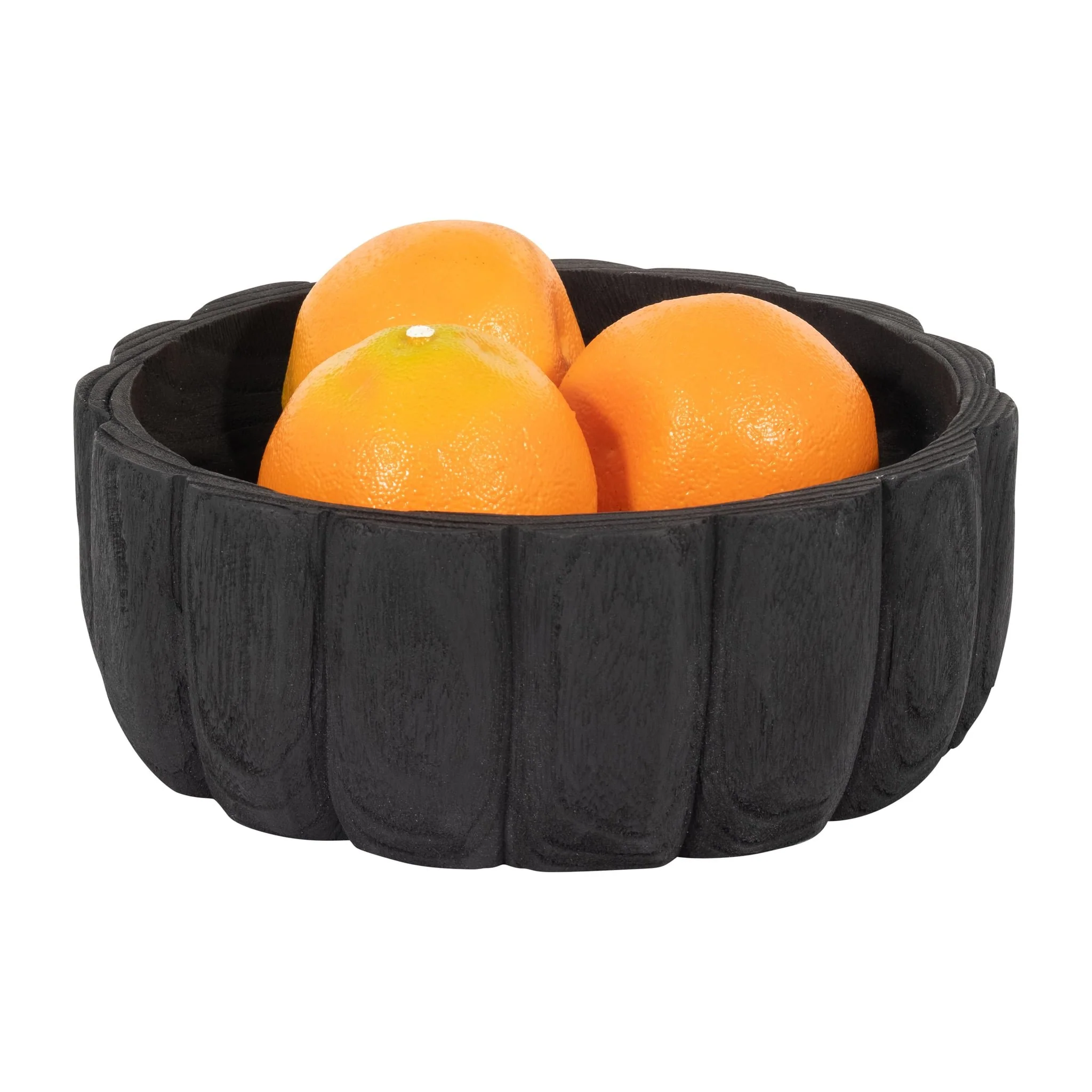 Wood, 9" Scalloped Bowl, Black - Image 3