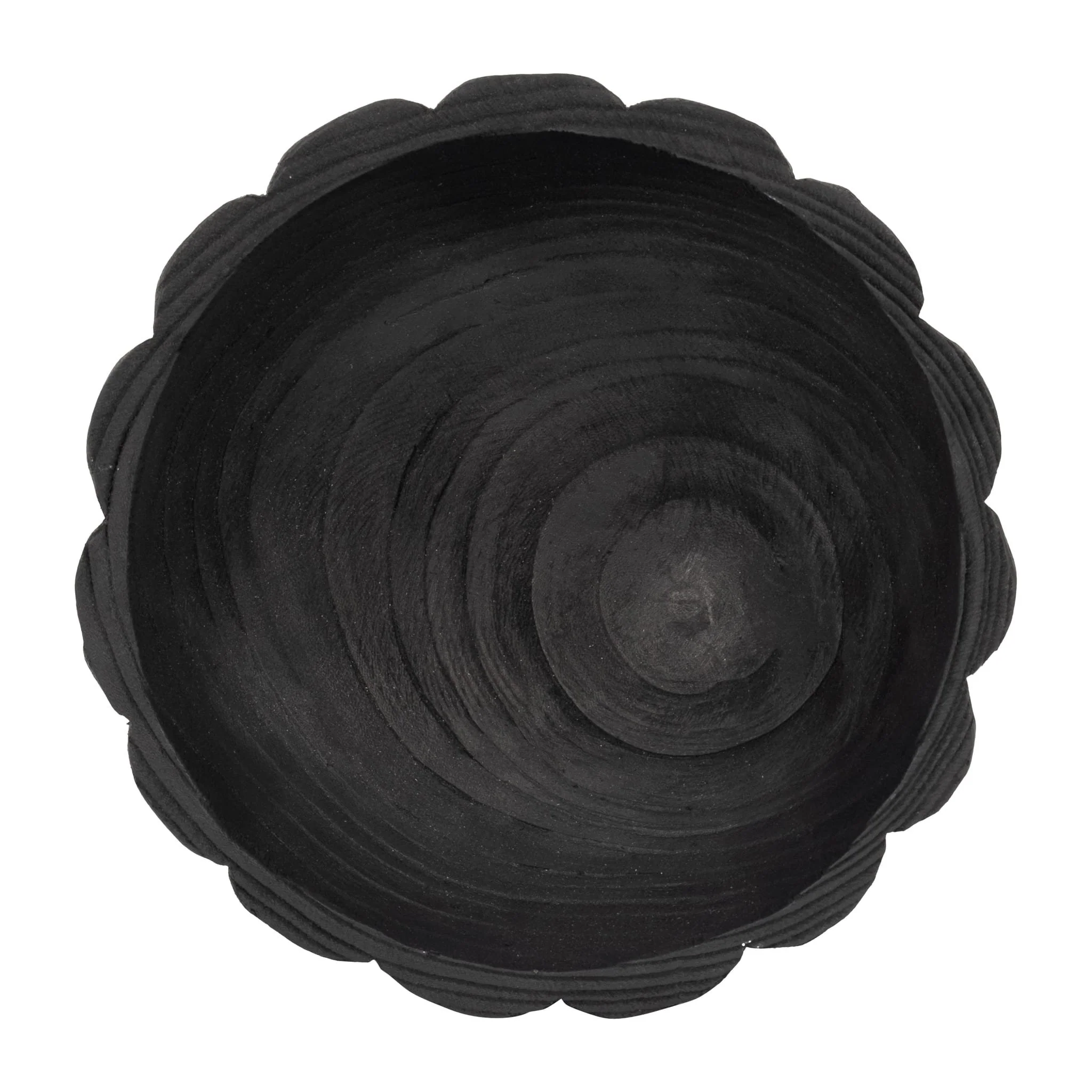 Wood, 9" Scalloped Bowl, Black - Image 6