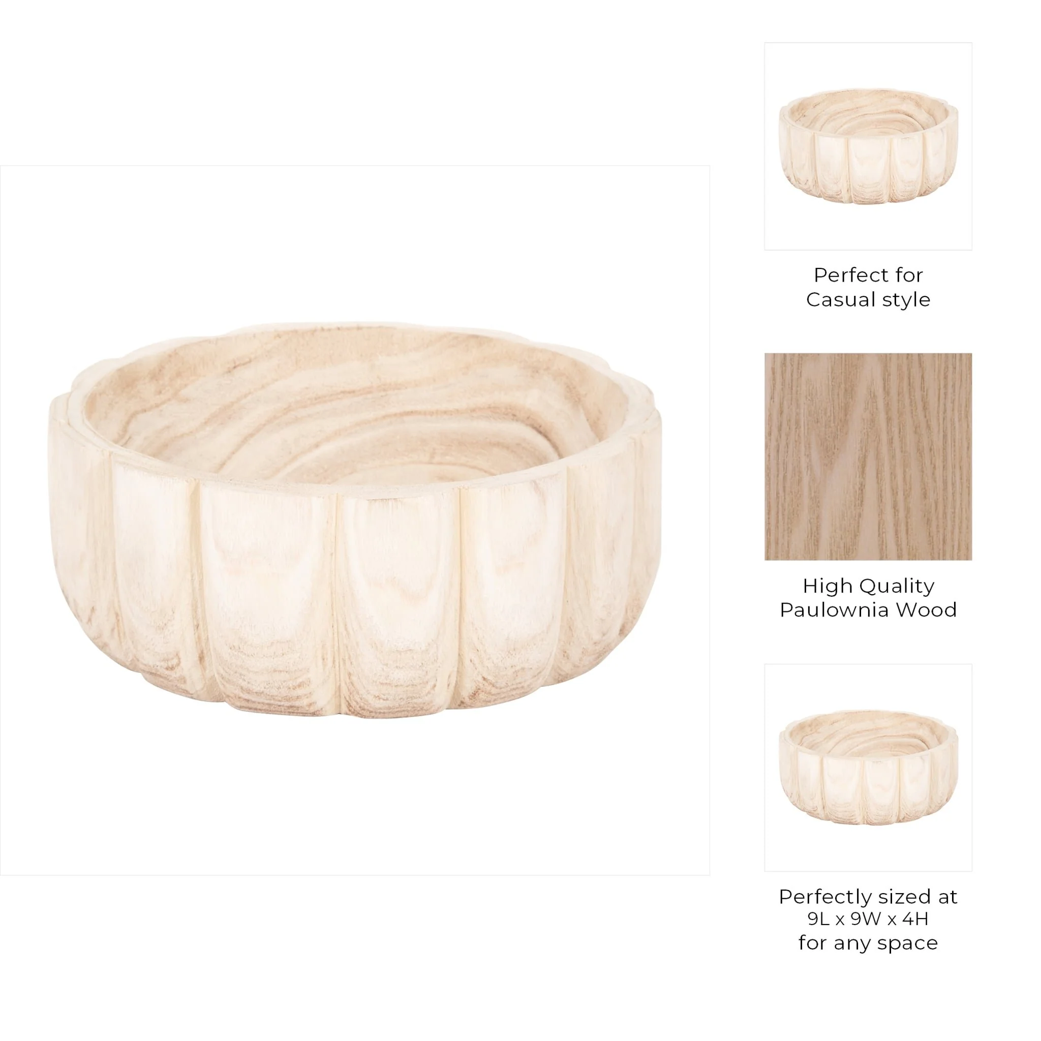 Wood, 9" Scalloped Bowl, Natural - Image 9