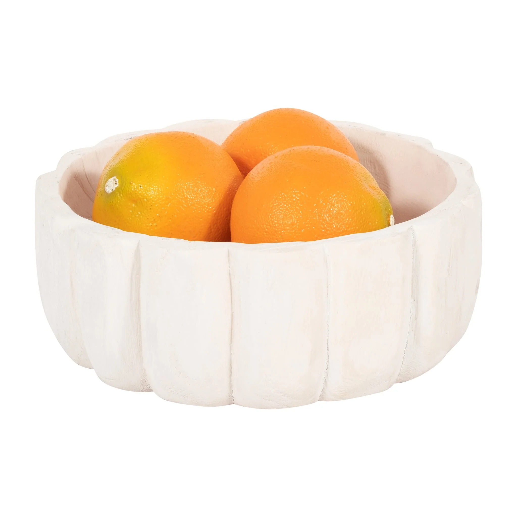 Wood, 9" Scalloped Bowl, White - Image 3