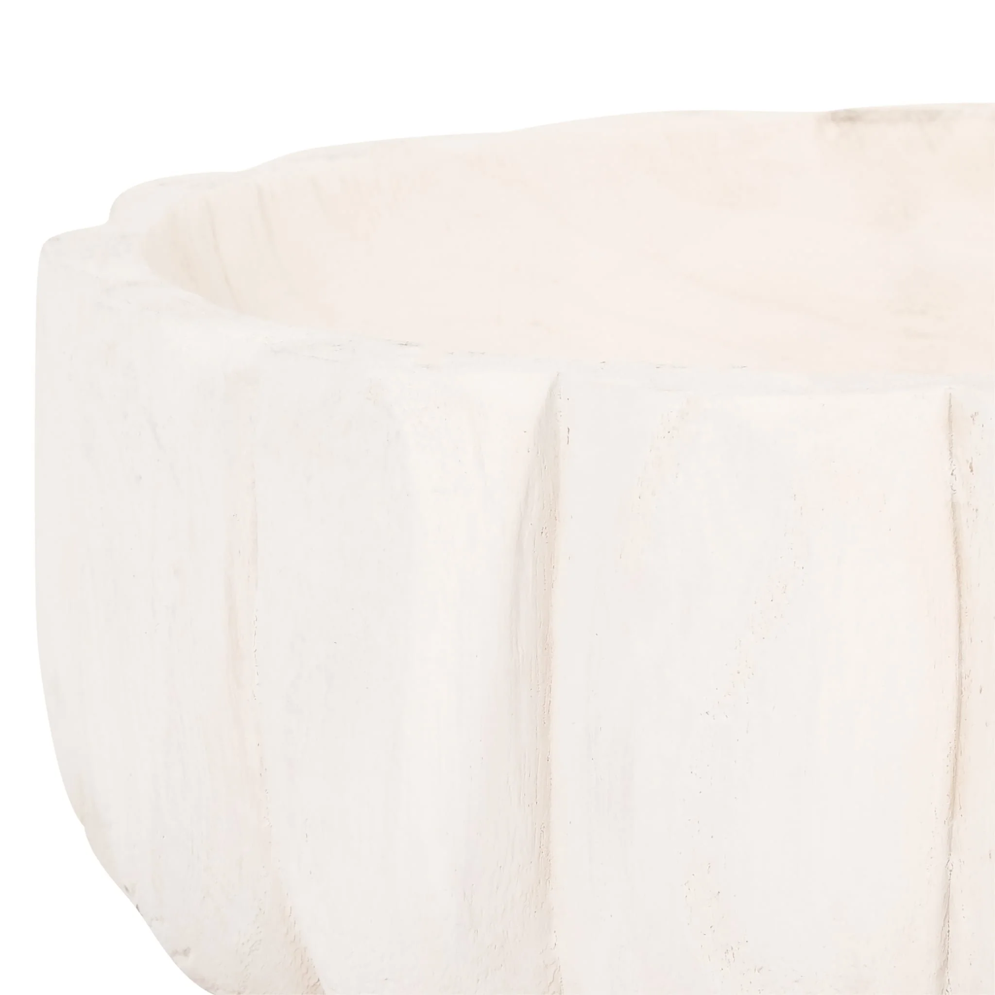 Wood, 9" Scalloped Bowl, White - Image 4