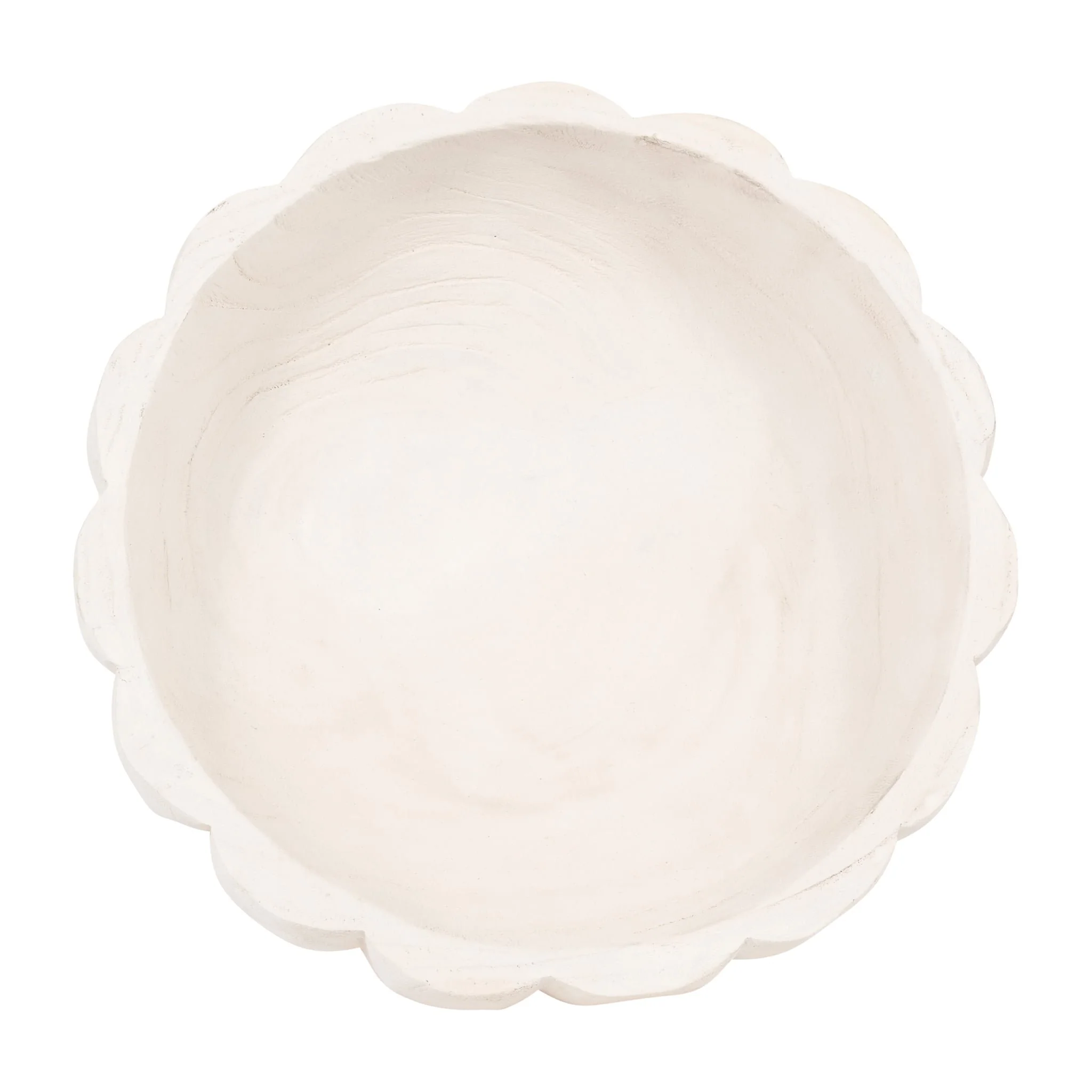 Wood, 9" Scalloped Bowl, White - Image 6