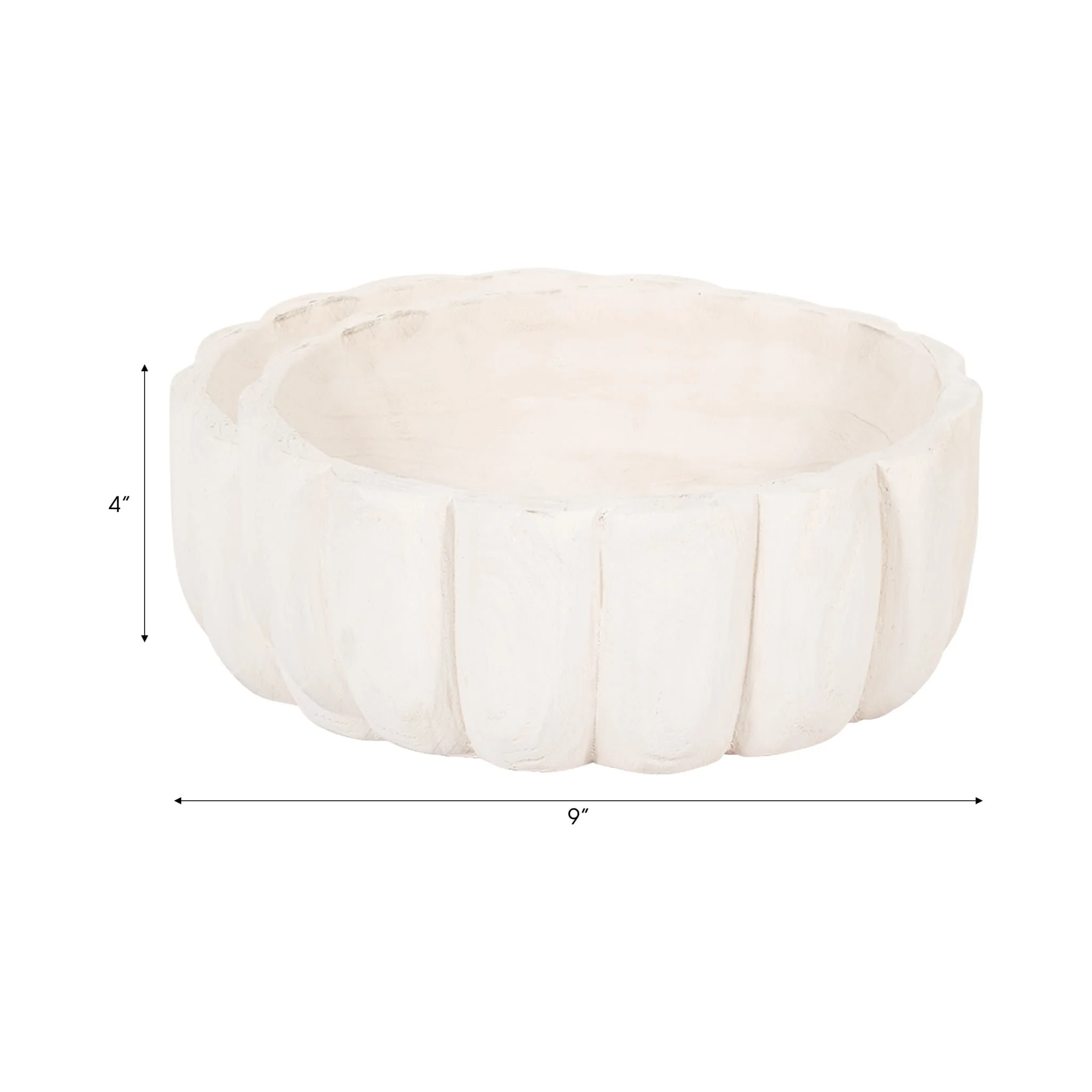 Wood, 9" Scalloped Bowl, White - Image 8