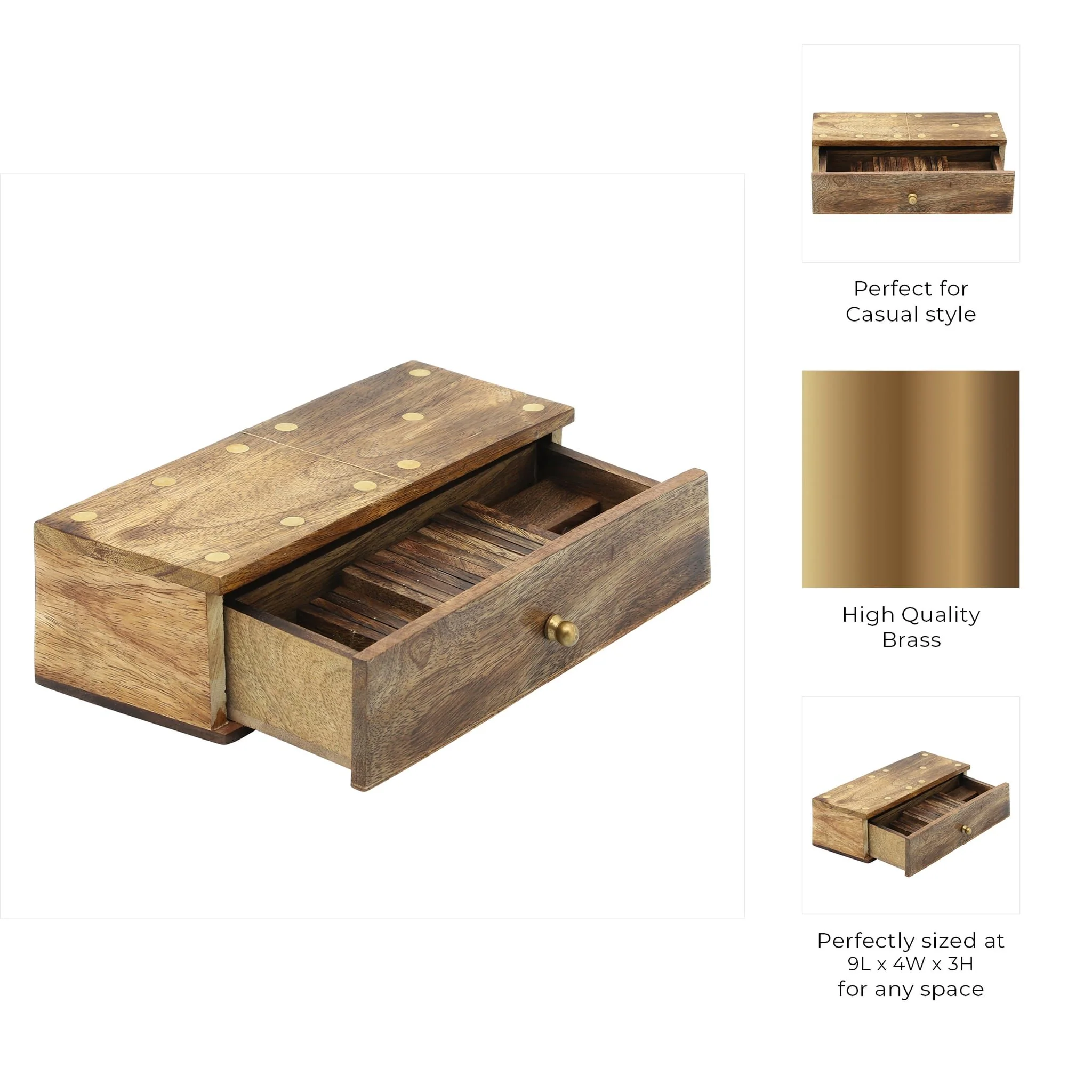 Wood, 9x3 Dominoes, Brown - Image 7