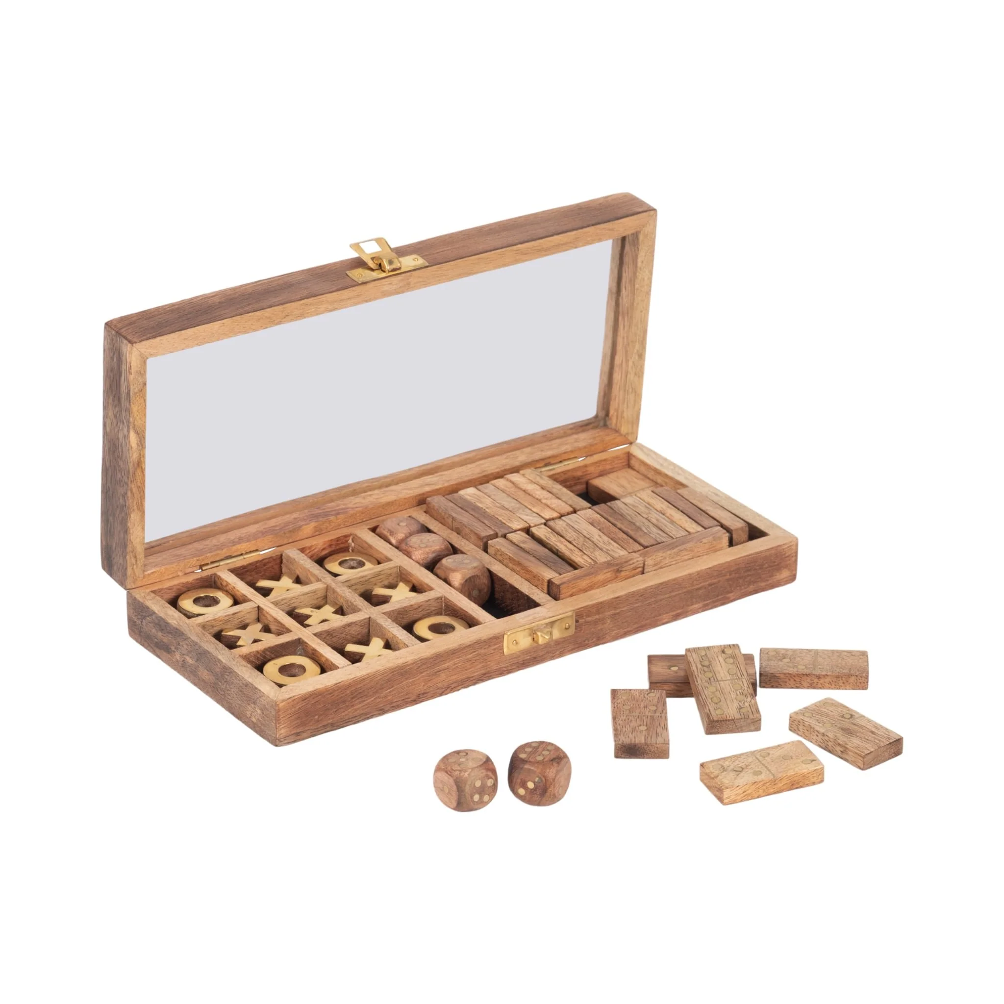 Wood, 9x4 Table Game Box, Brown - Image 2