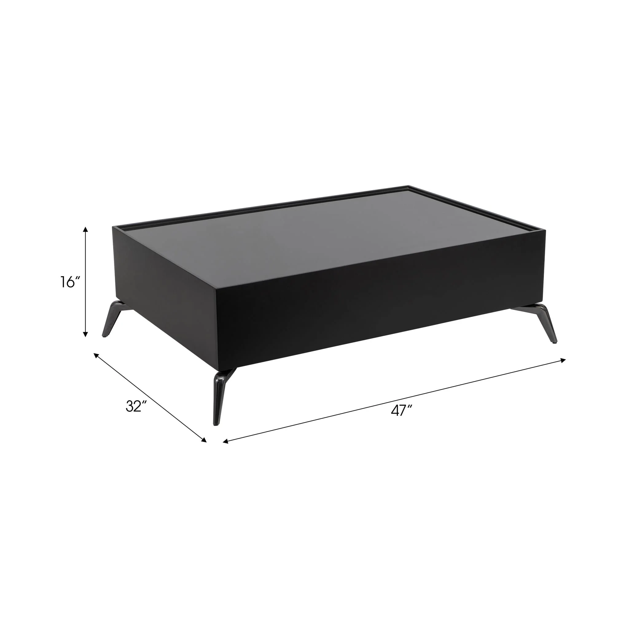 Wood/glass, 47x16" Coffee Table, Blk, Kd - Image 7