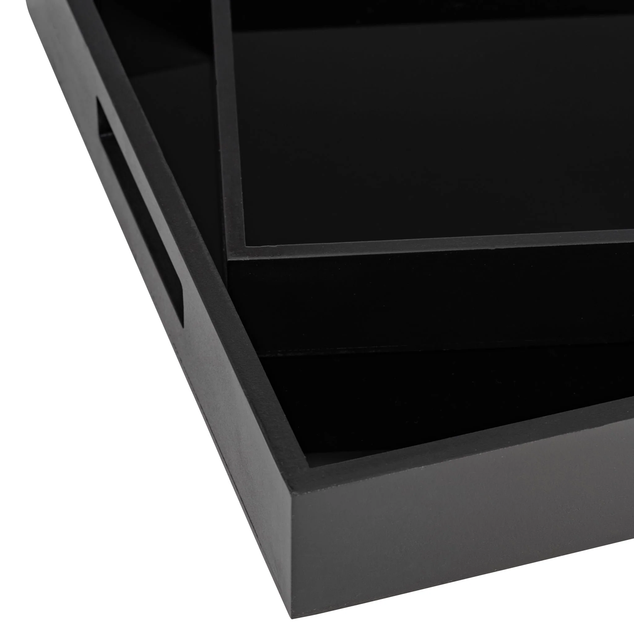Wood/glass, S/2 14/18"l Reactangular Trays, Black - Image 5