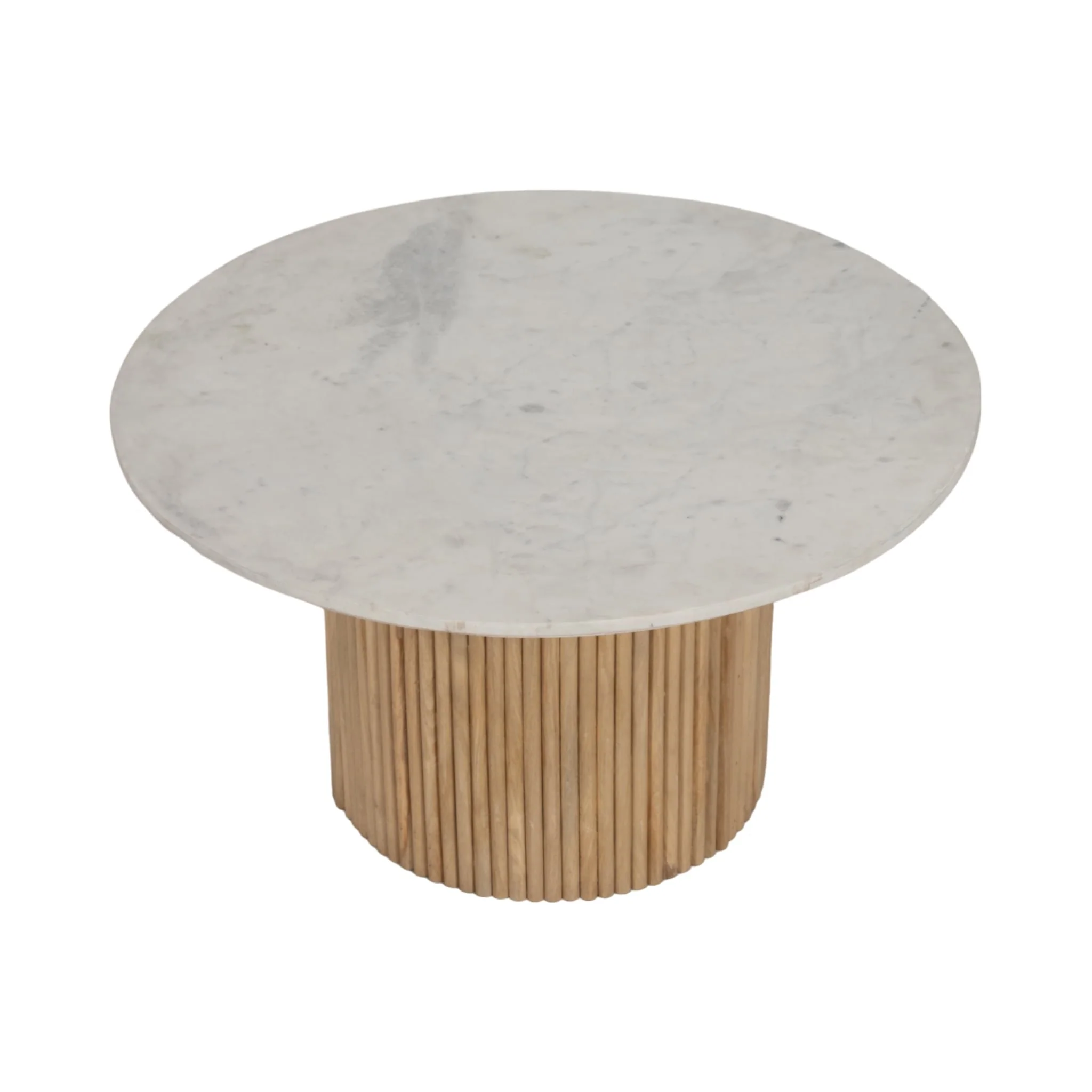 Wood/marble, 34"d Reeded, Coffee Table,  Kd 2boxes - Image 3
