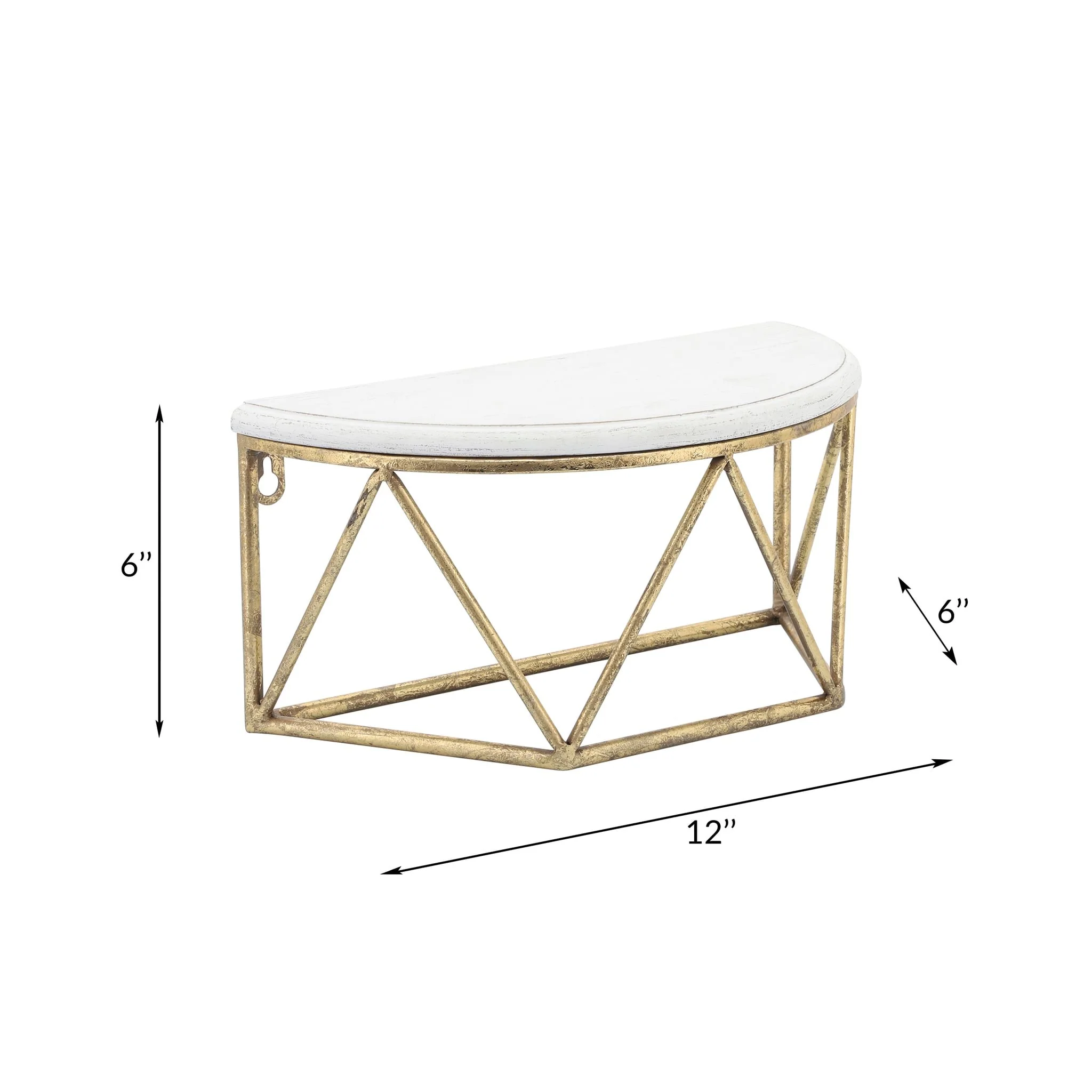 Wood / Metal 12" L Demilune Wall Shelf, White - Image 7