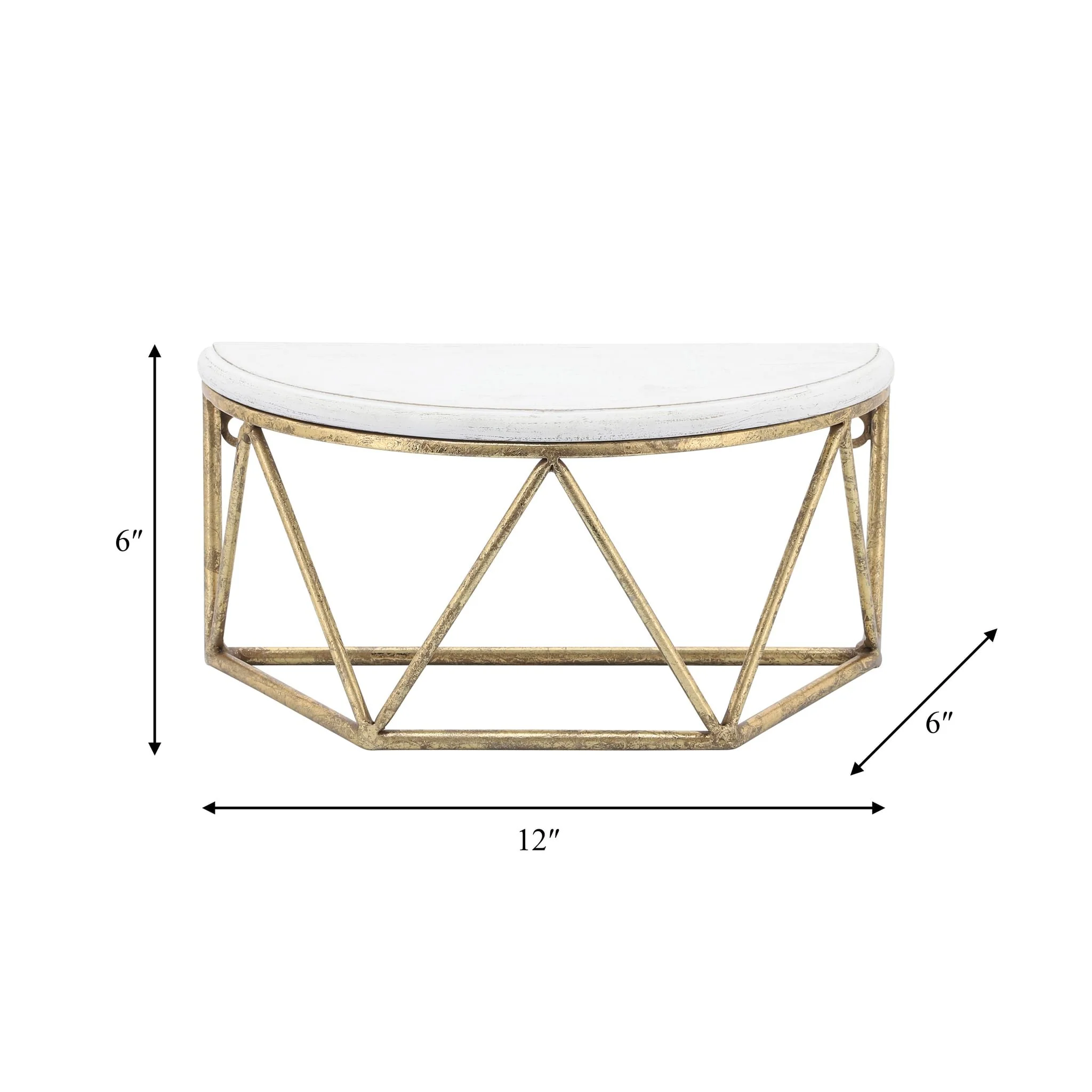 Wood / Metal 12" L Demilune Wall Shelf, White - Image 8