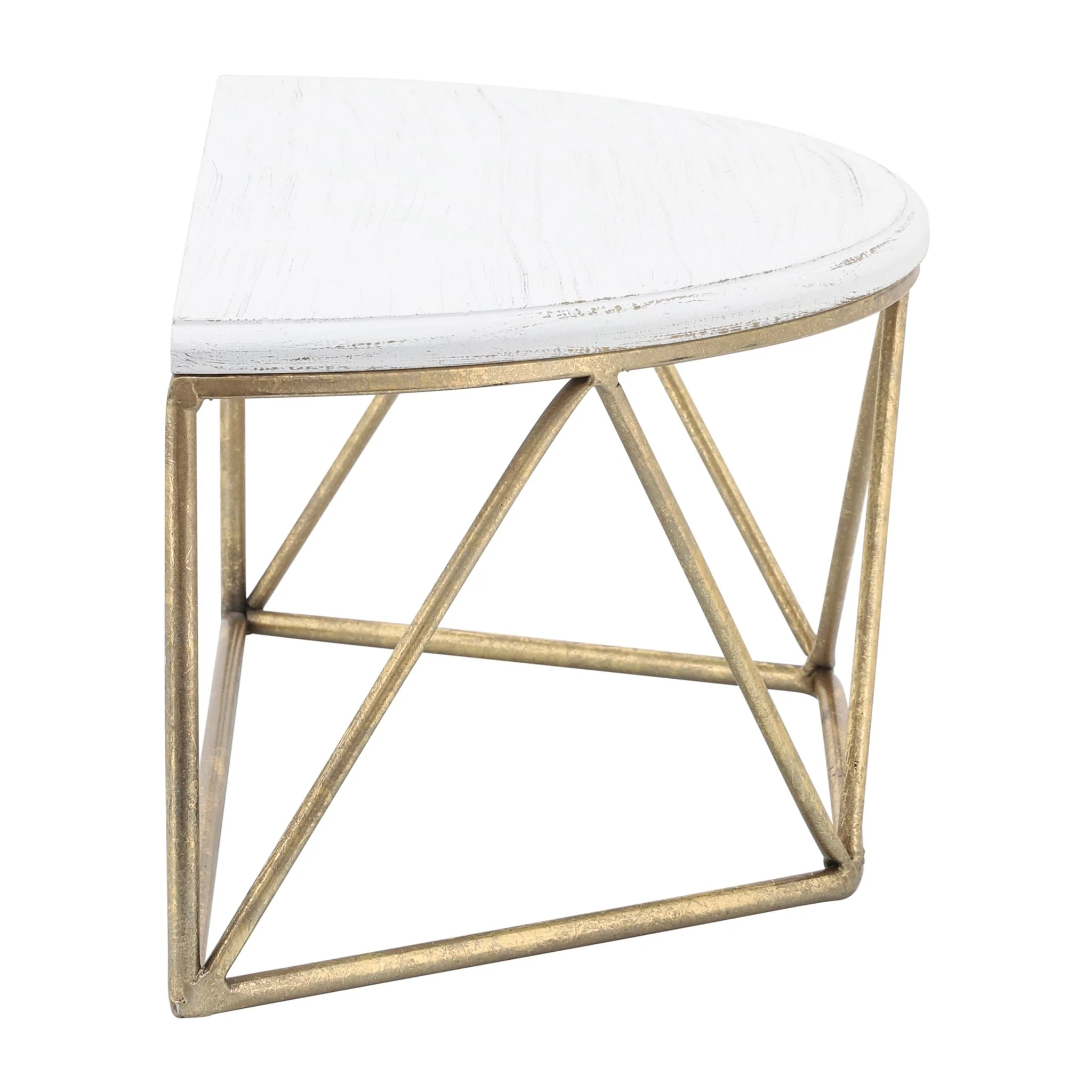 Wood / Metal 16" L Demilune Wall Shelf, White - Image 3
