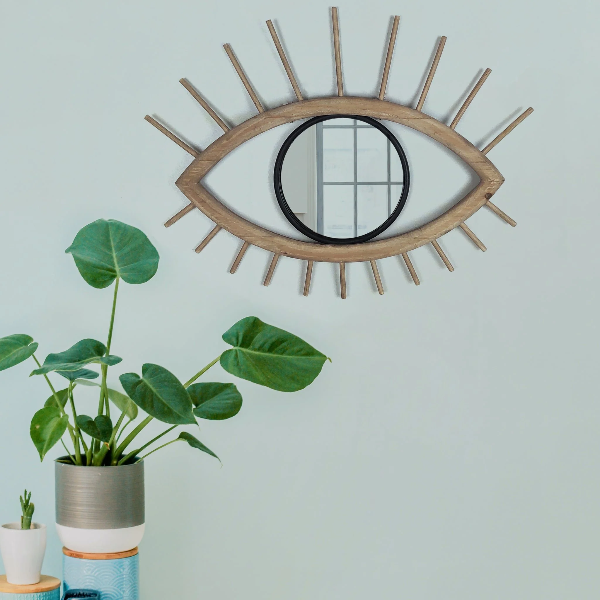Wood/metal, 22"l Mirrored Eye Wall Deco, Brown Wb - Image 8