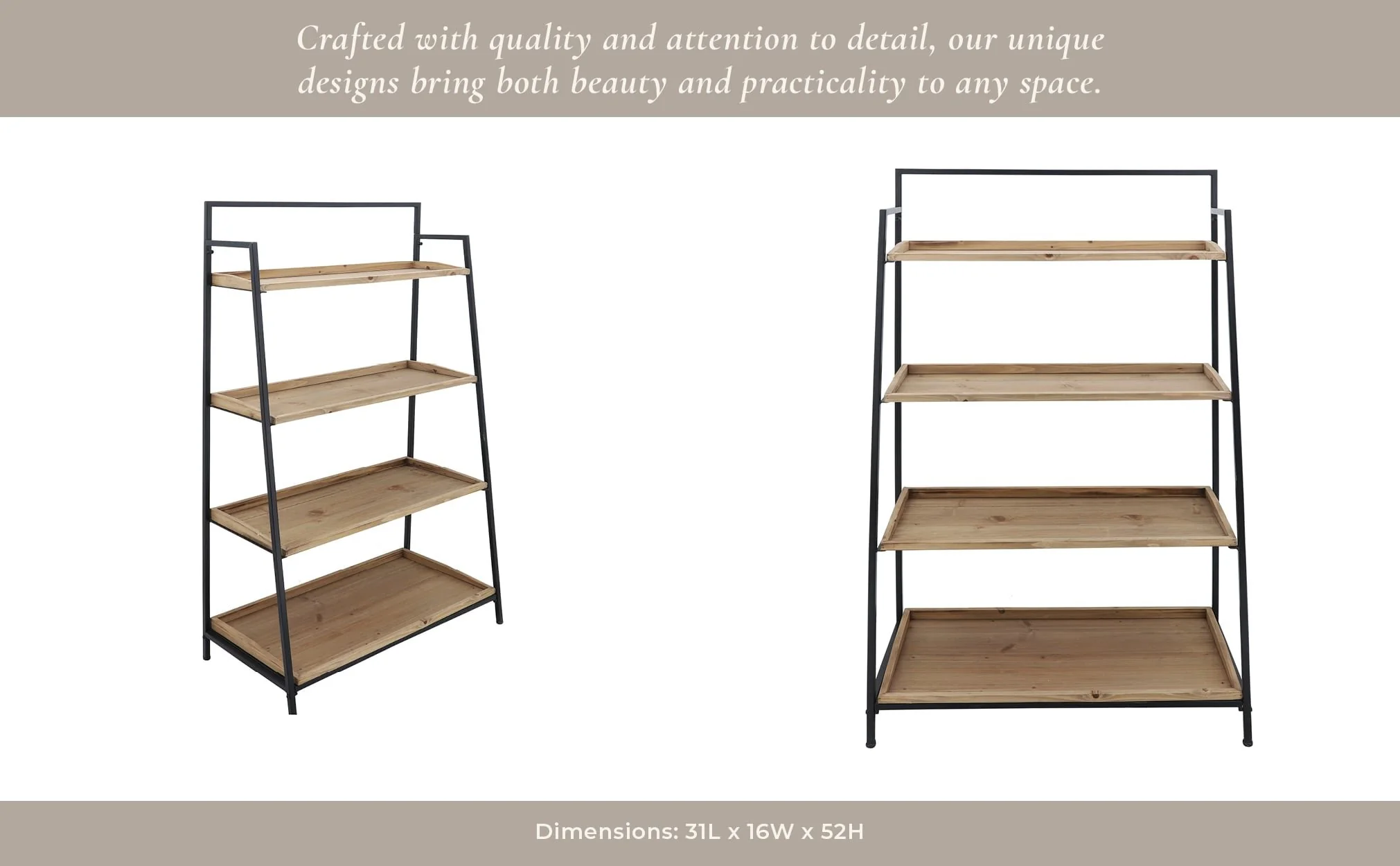 Wood/metal, 52"h Folding 4-layered Shelf, Brwn/blk - Image 12