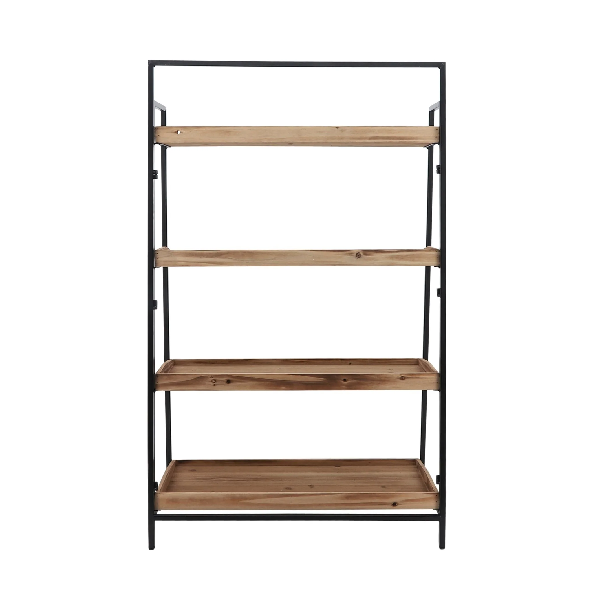 Wood/metal, 52"h Folding 4-layered Shelf, Brwn/blk - Image 4