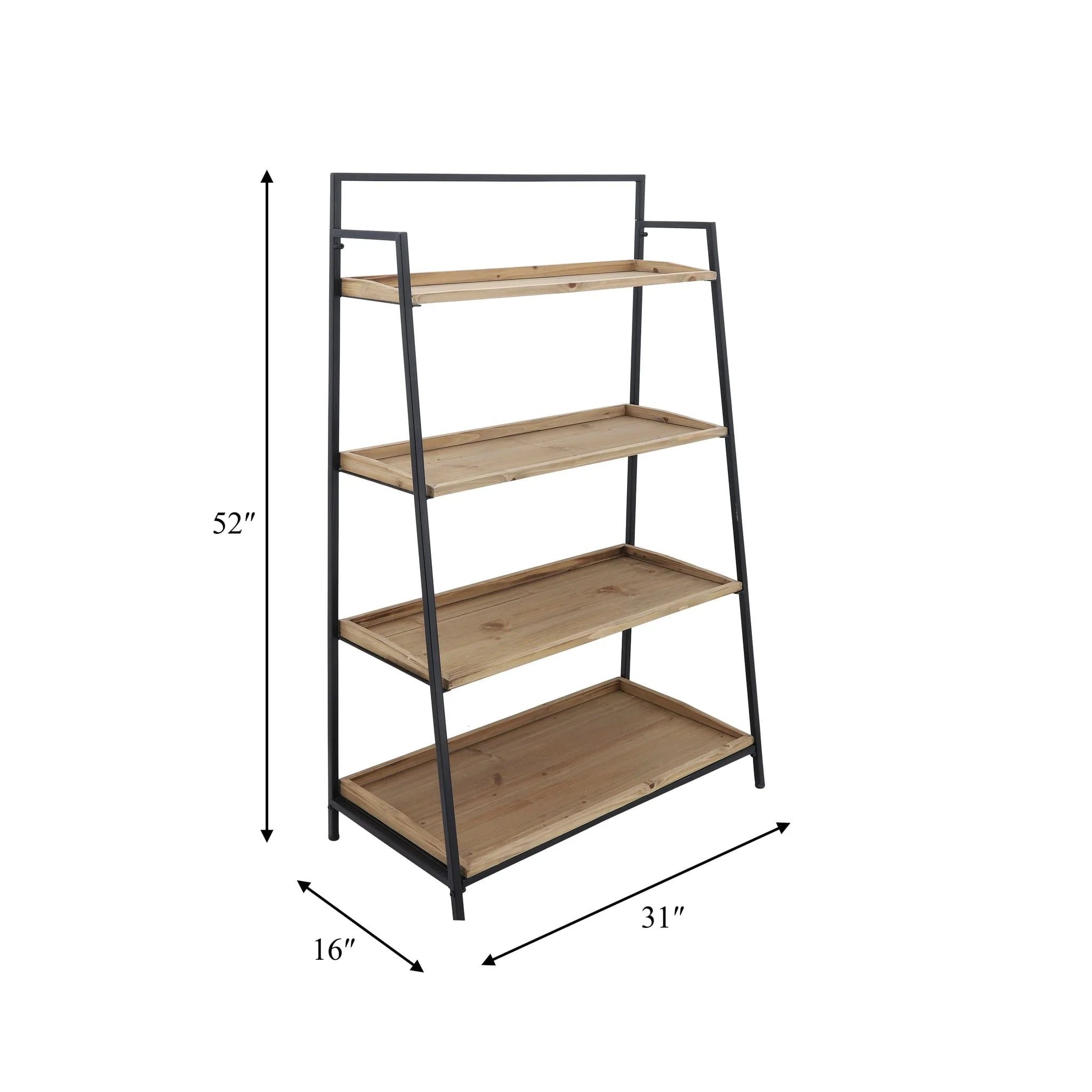 Wood/metal, 52"h Folding 4-layered Shelf, Brwn/blk - Image 5