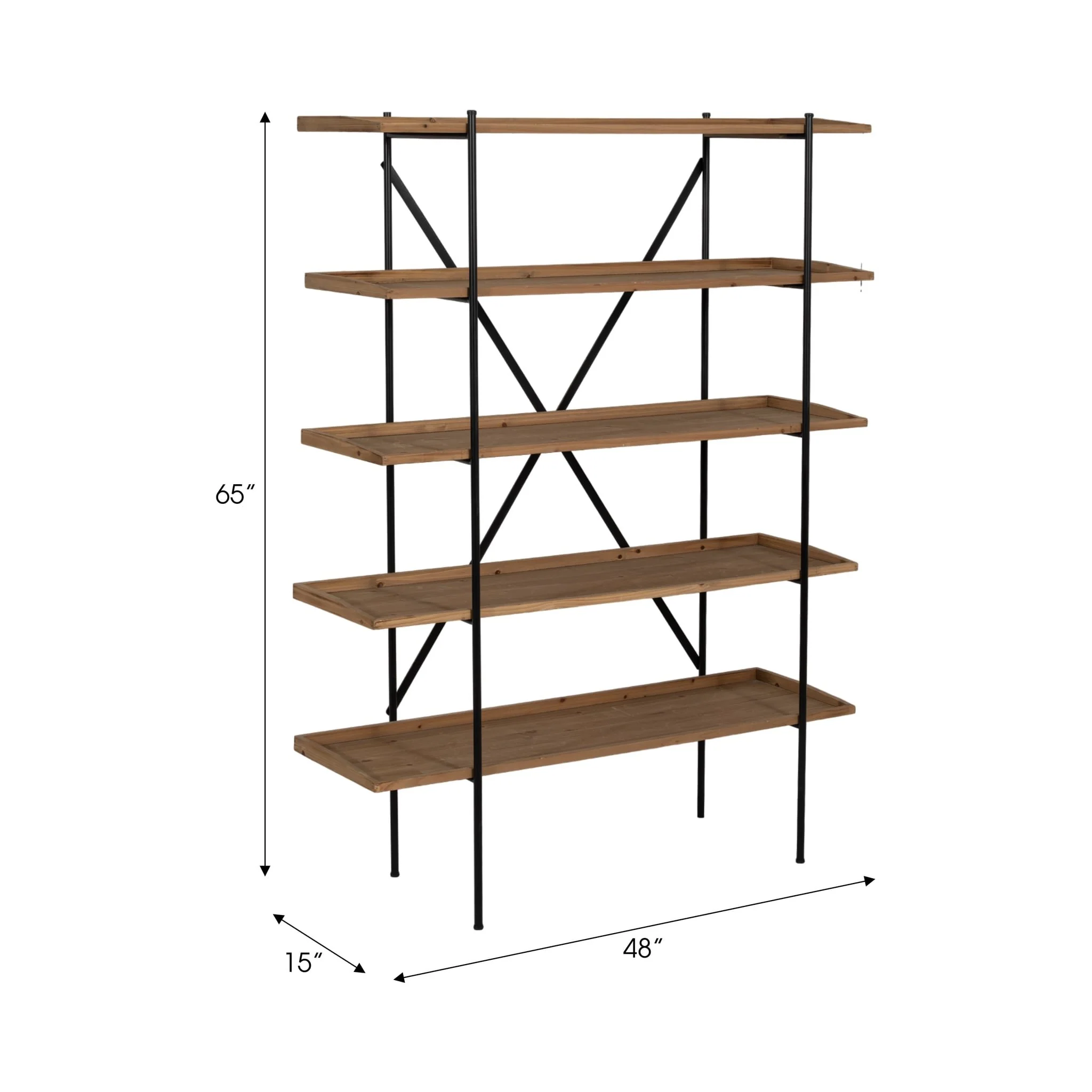 Wood/metal, 65"h 5-layered Shelf, Brown/black Kd - Image 8