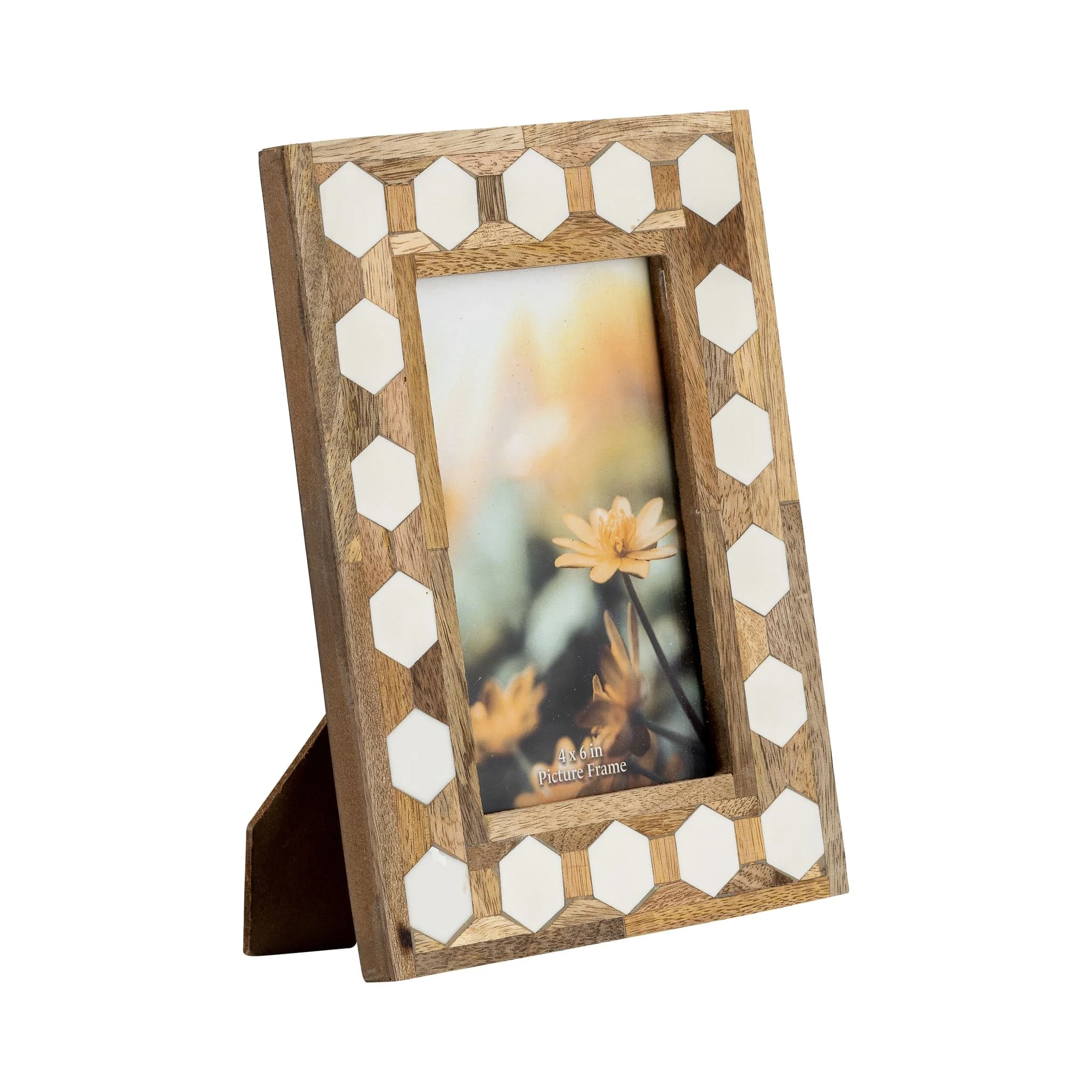 Wood/resin,4x6 Hexagon Frame, White - Image 2