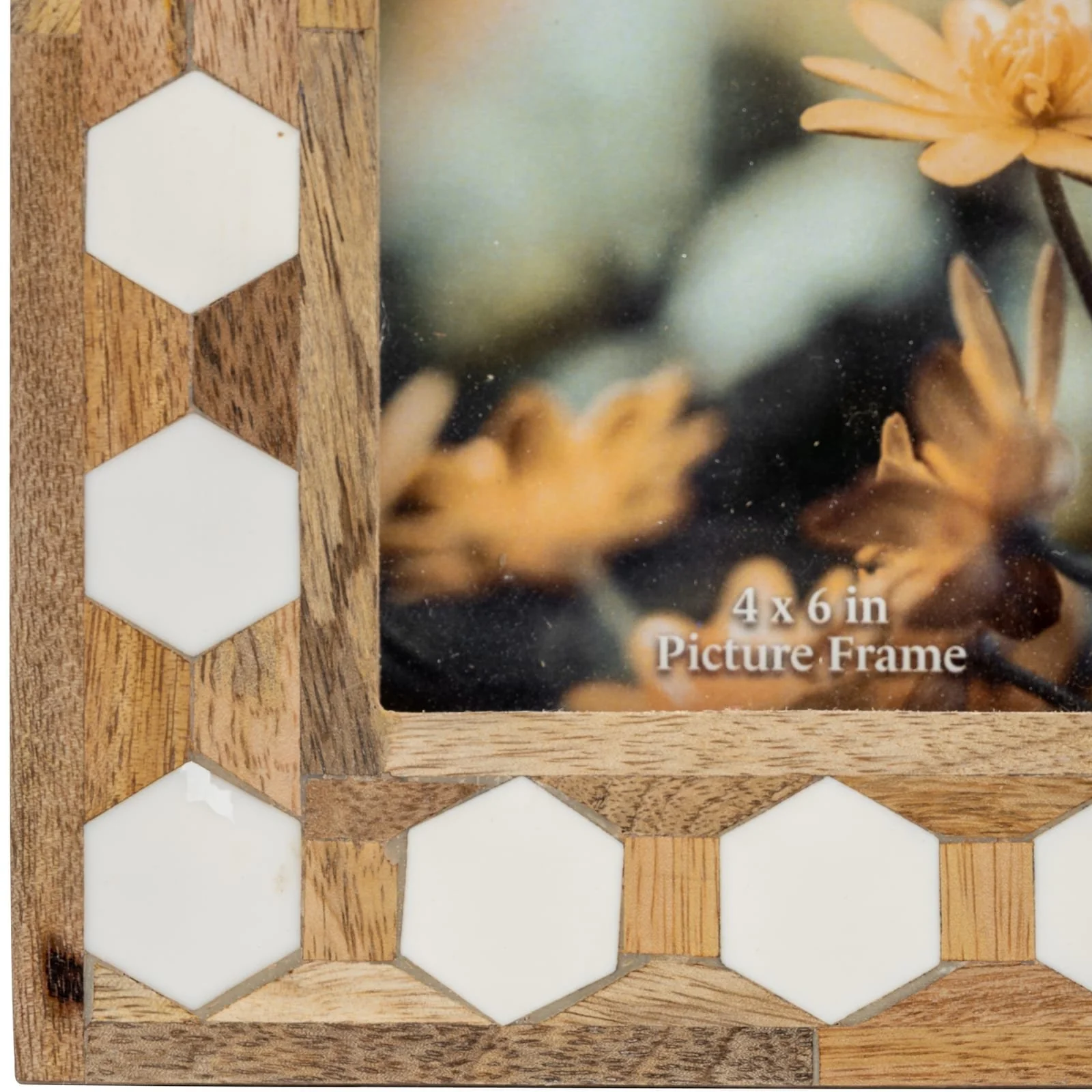 Wood/resin,4x6 Hexagon Frame, White - Image 4