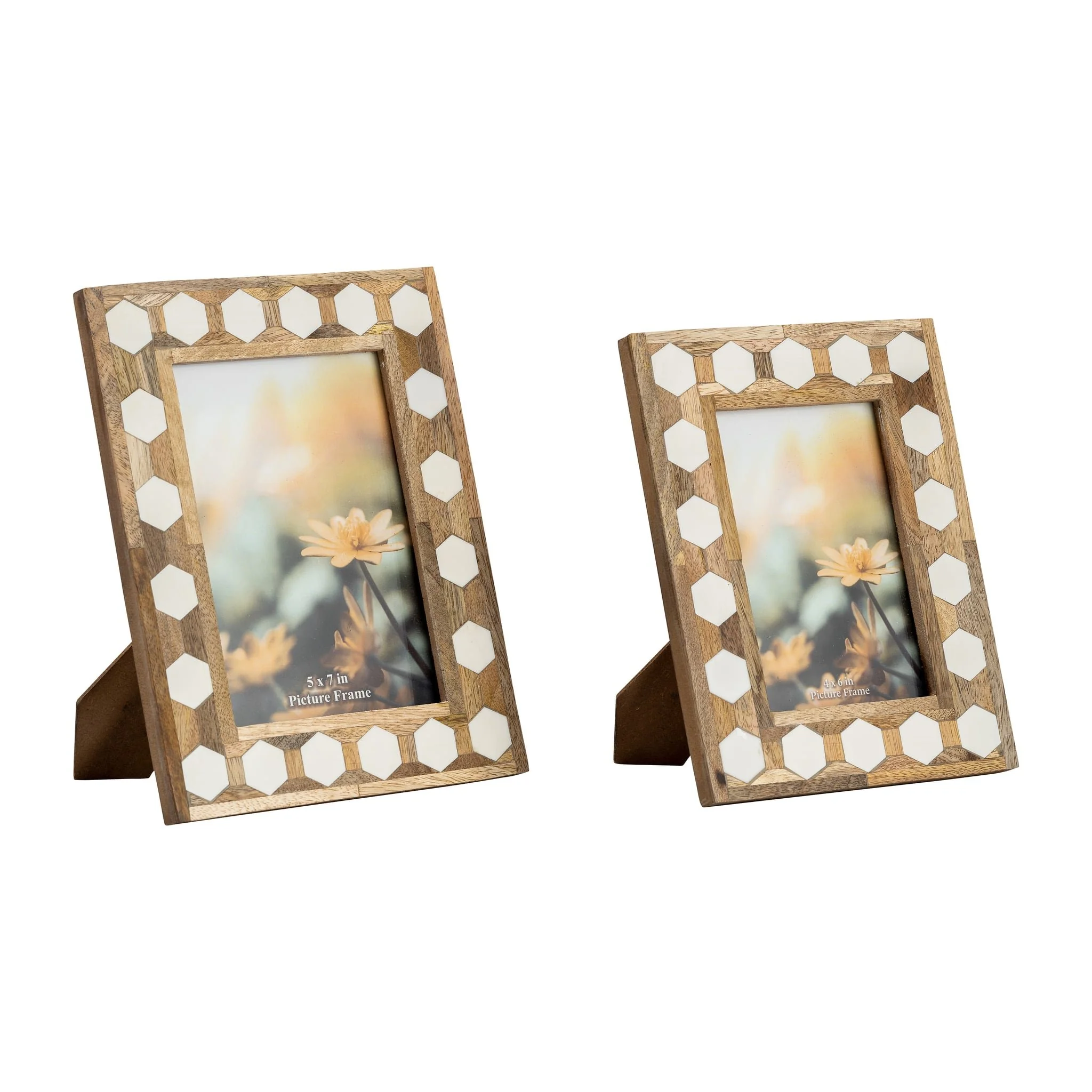 Wood/resin,4x6 Hexagon Frame, White - Image 7