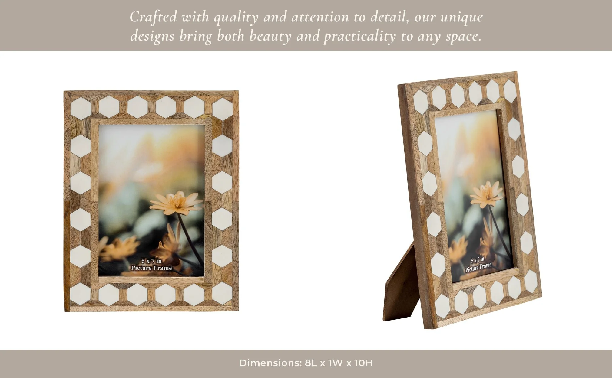Wood/resin,5x7 Hexagon Frame, White - Image 13