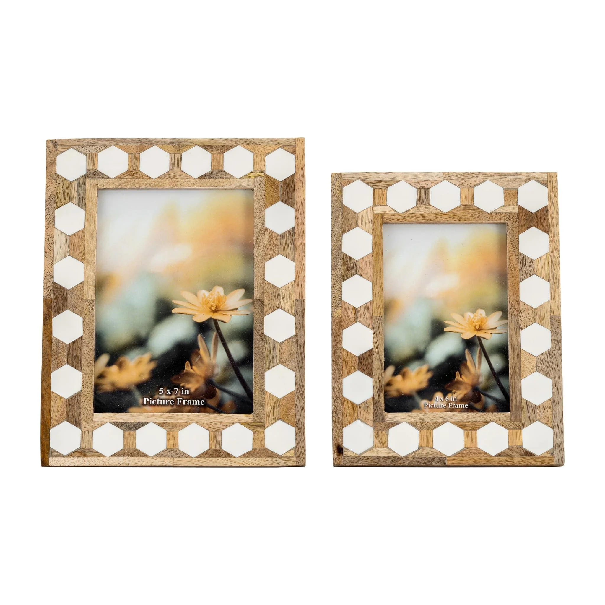 Wood/resin,5x7 Hexagon Frame, White - Image 5
