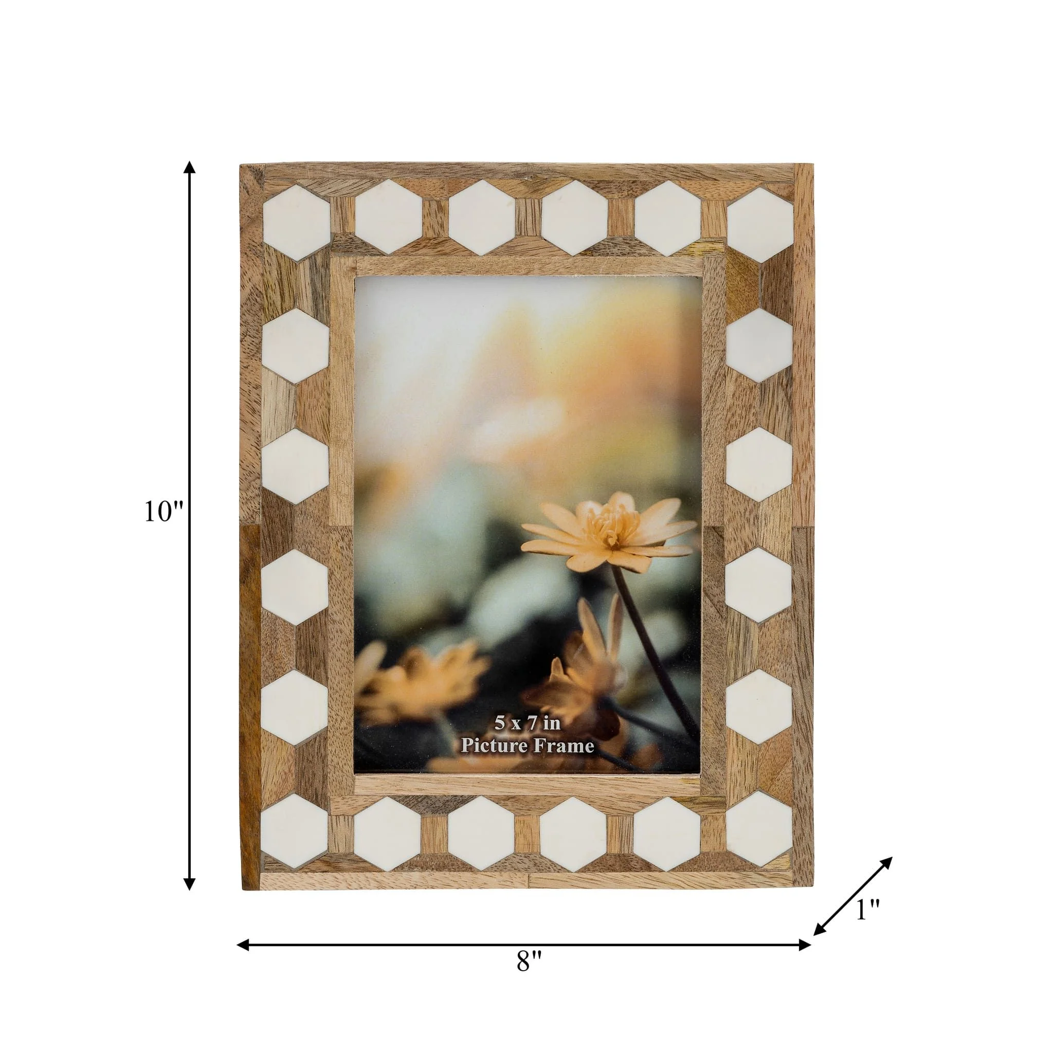 Wood/resin,5x7 Hexagon Frame, White - Image 7