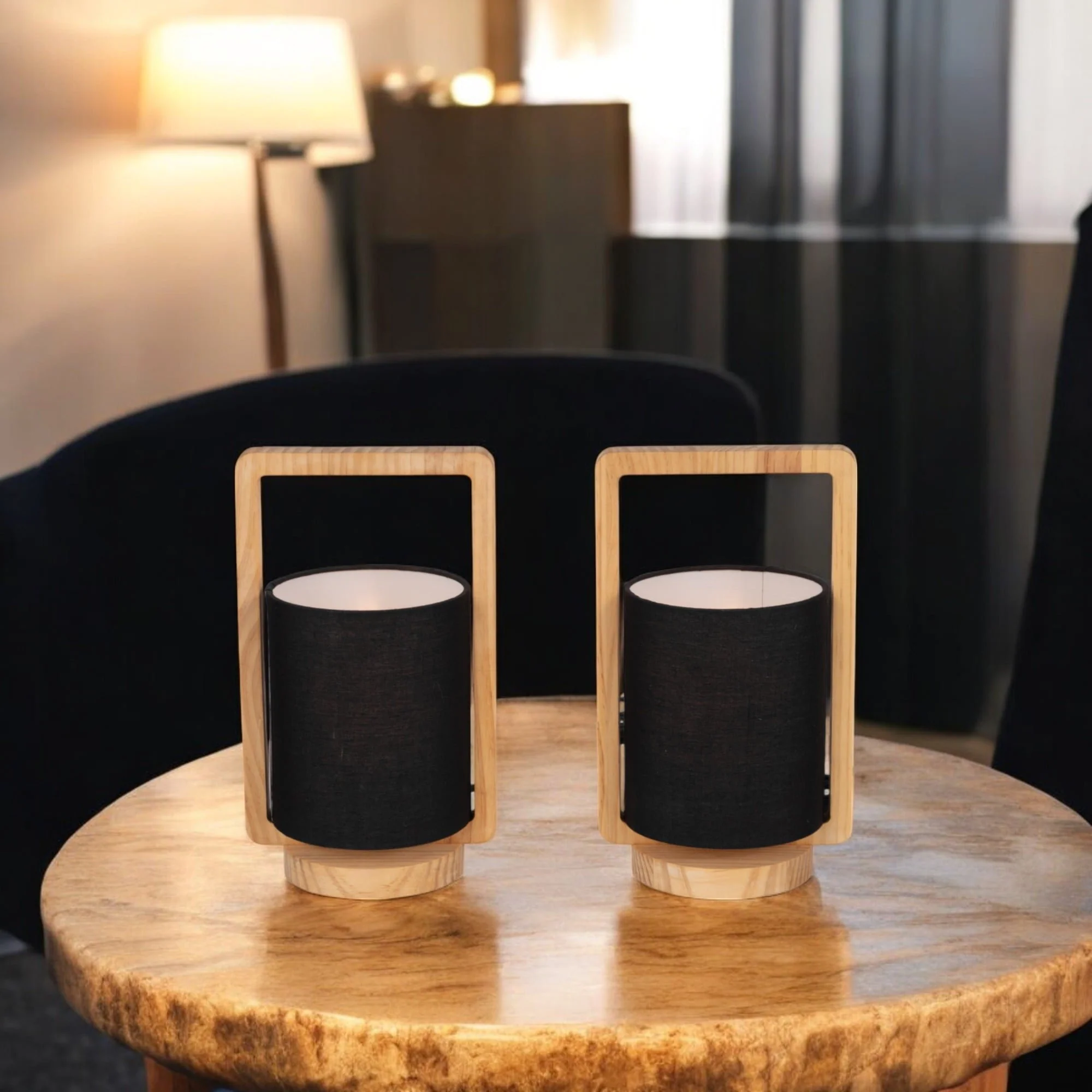 Wood,s/2,11"h, Cylndr Tbl Lmps,nature Wood/blk - Image 10