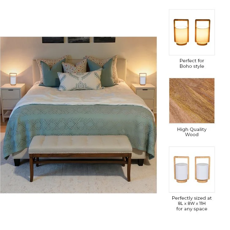 Wood,s/2,11"h, Cylndr Tbl Lmps,nature Wood/wht - Image 9