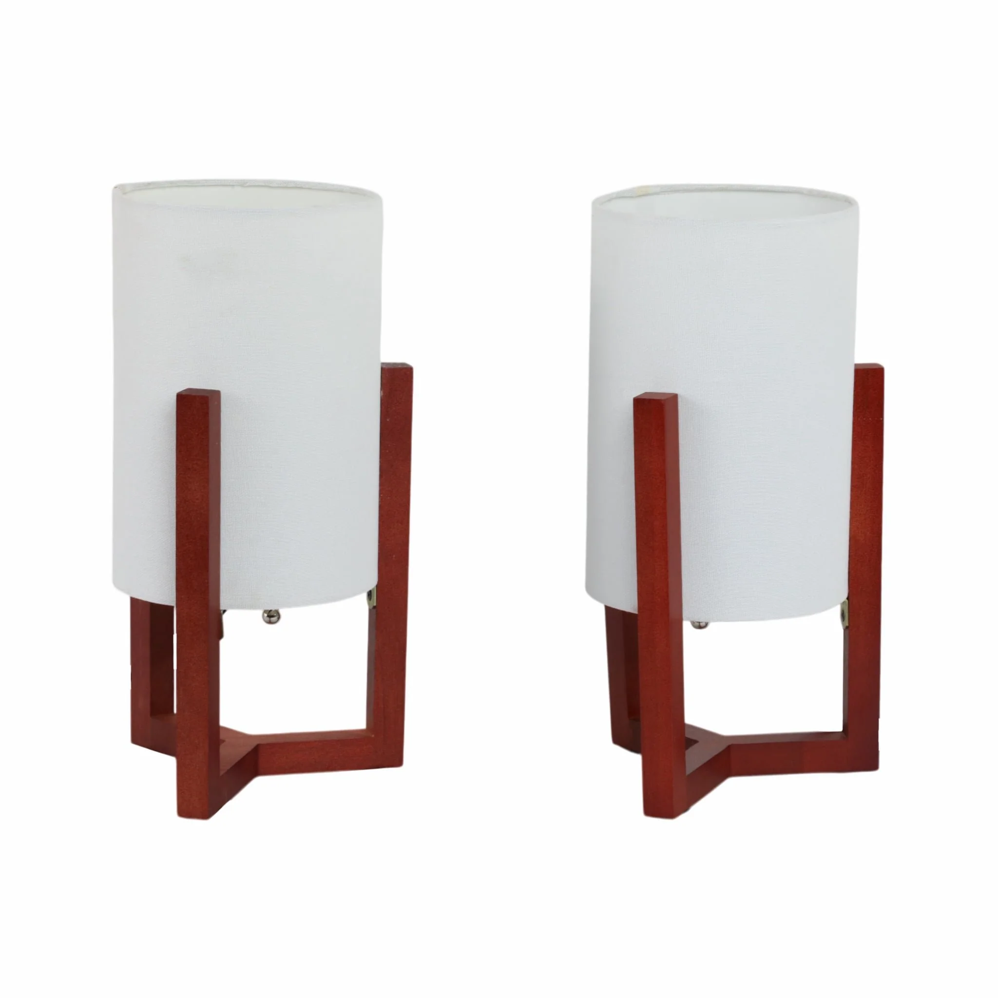 Wood,s/2,15"h,cylnder Tripod Tbl Lamps,cherry/wht - Image 2