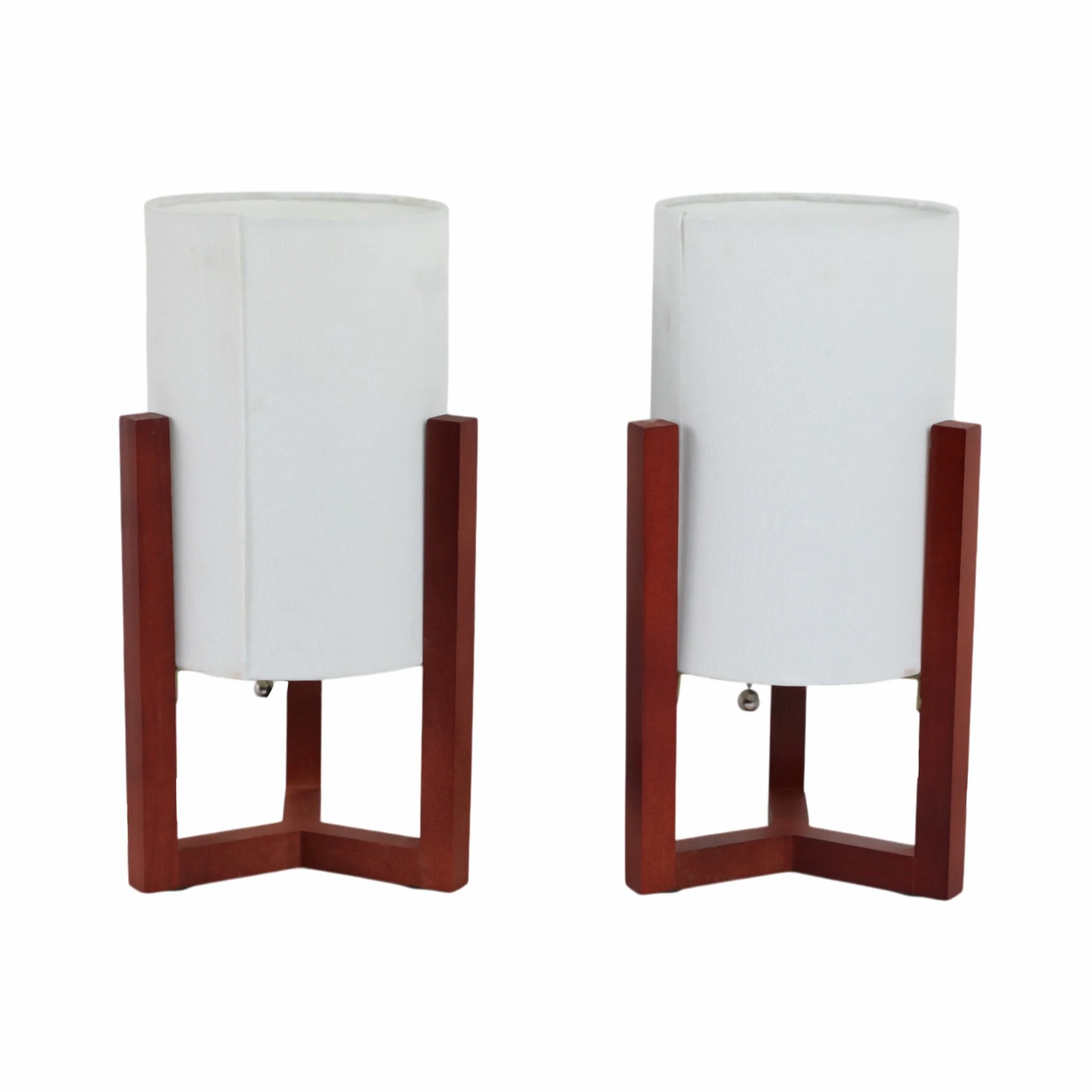 Wood,s/2,15"h,cylnder Tripod Tbl Lamps,cherry/wht - Image 4